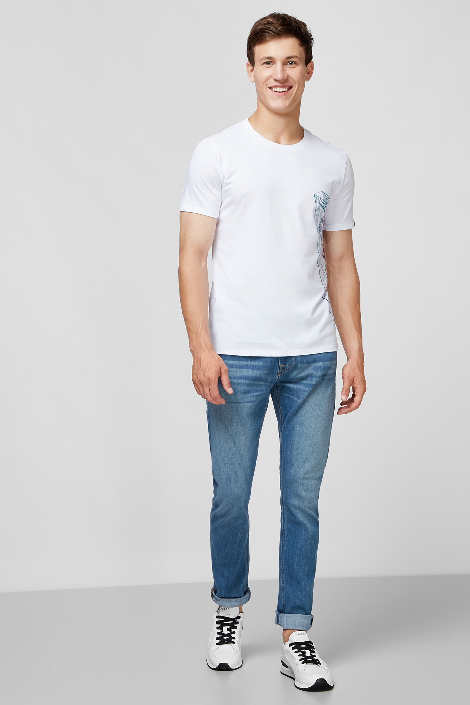 Мужская белая футболка с принтом Guess M0YI45.K8HM0;TWHT