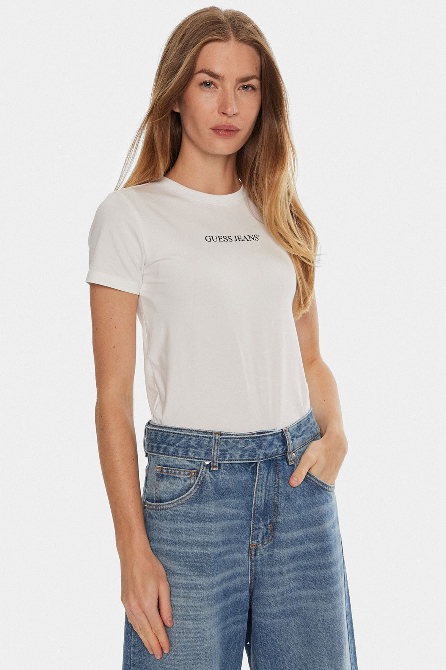 Жіноча біла футболка Guess Jeans W4YI01.J1314;G011