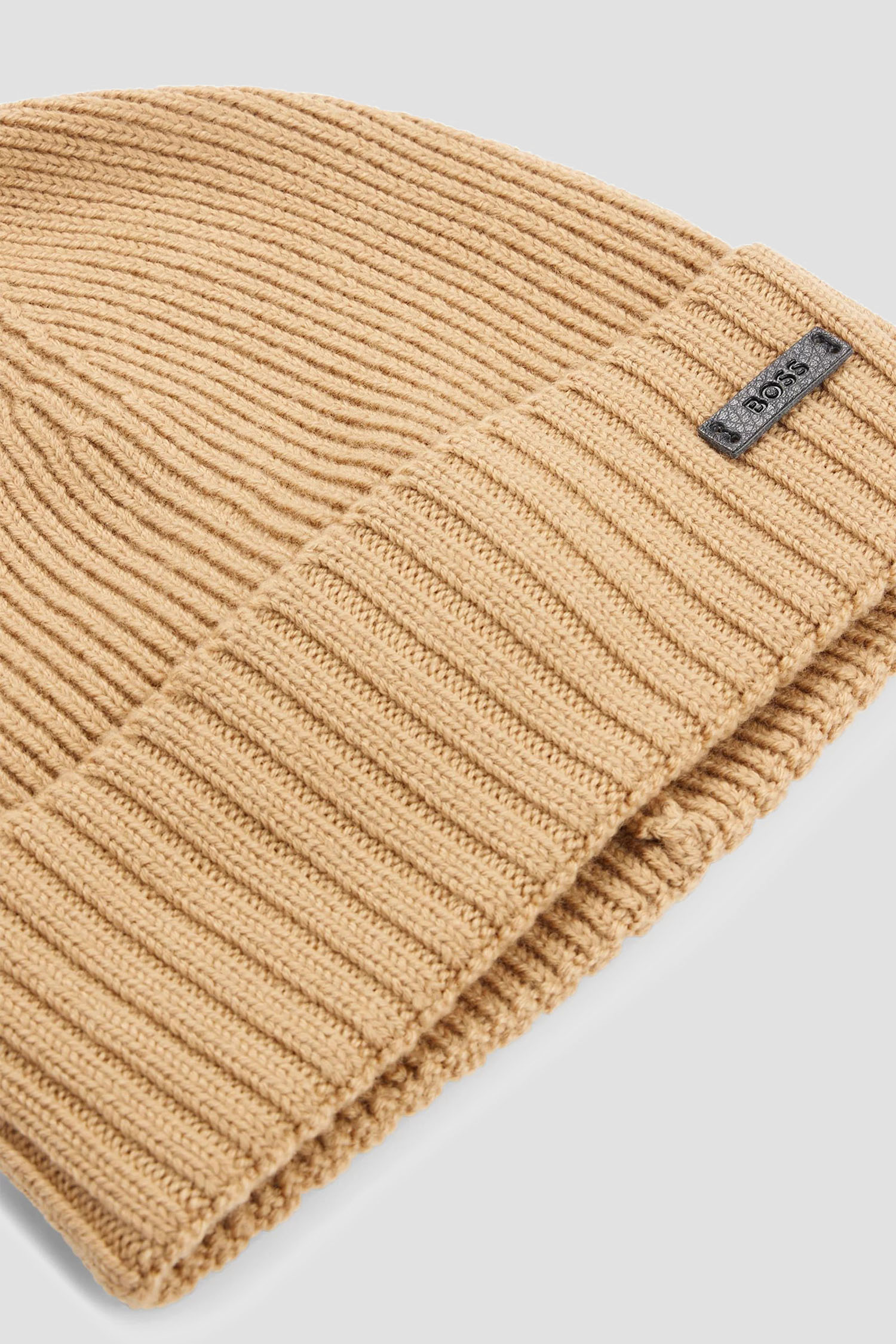 Чоловіча бежева вовняна шапка BOSS 50495306;260