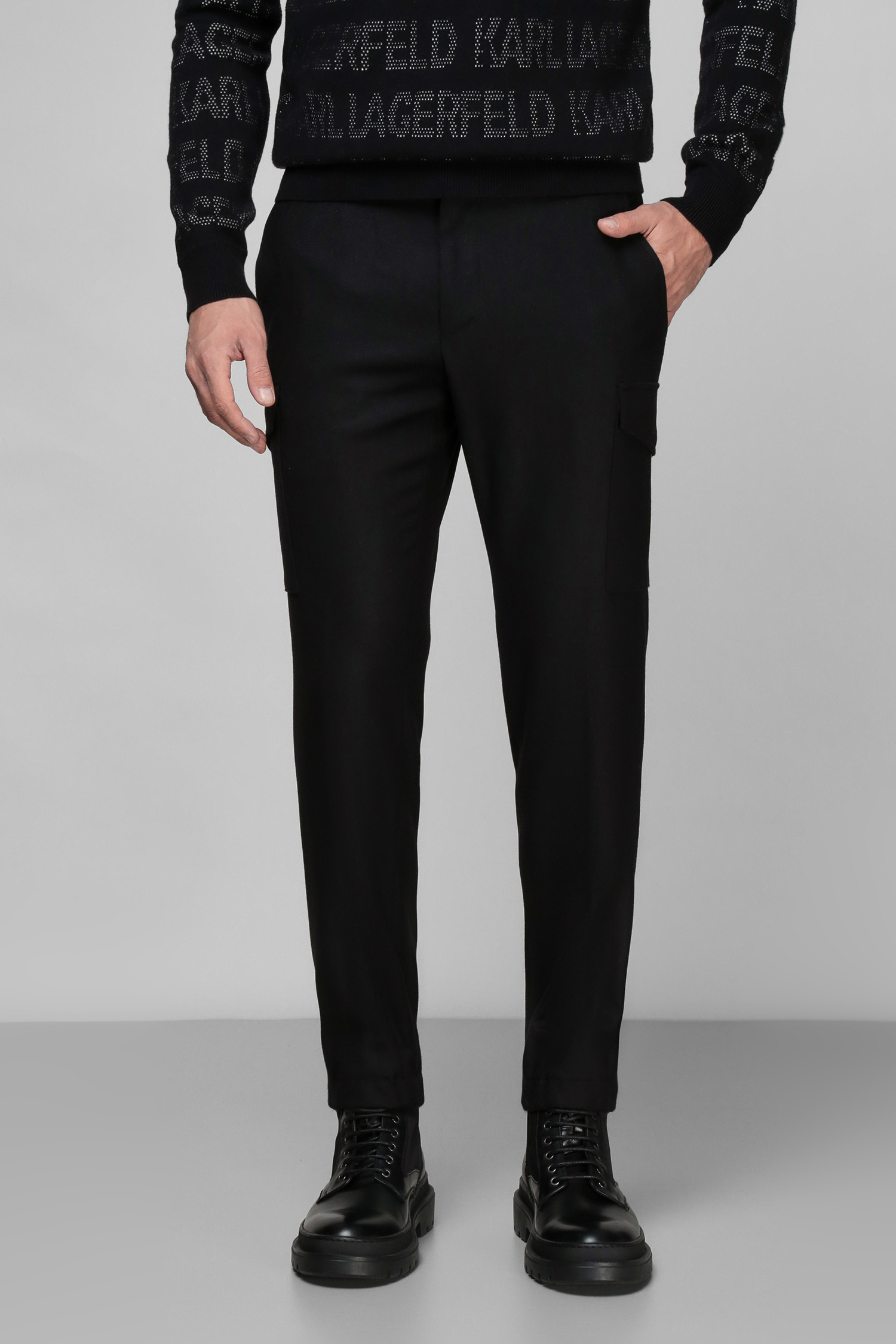 Чоловічі чорні вовняні брюки Karl Lagerfeld 512022.255038;990