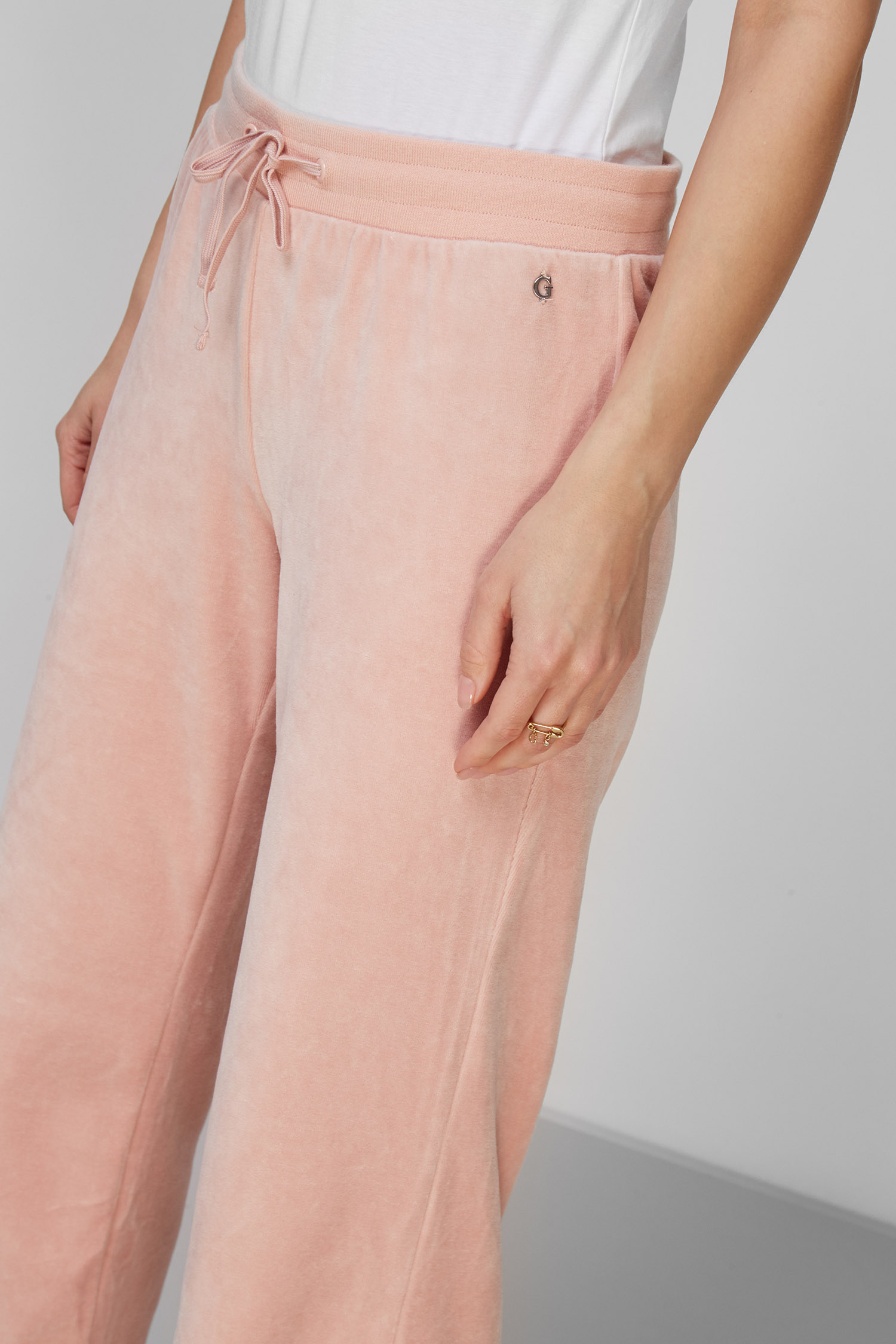 Женские персиковые велюровые спортивные брюки Guess W1BQ12.K9DT1;G6M1