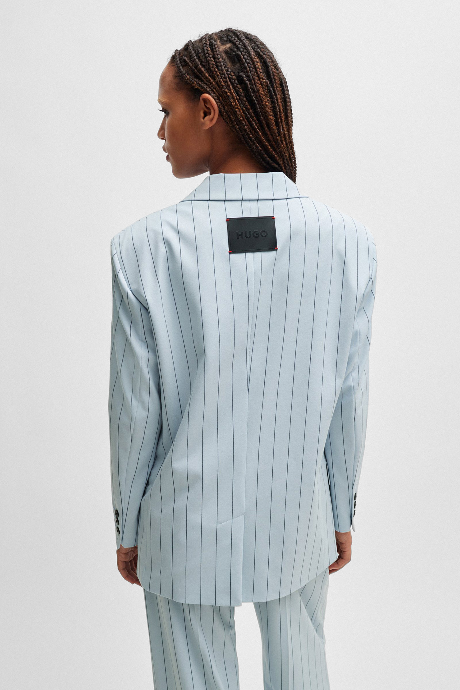 Жіночий блакитний жакет у смужку HUGO 50510441;989