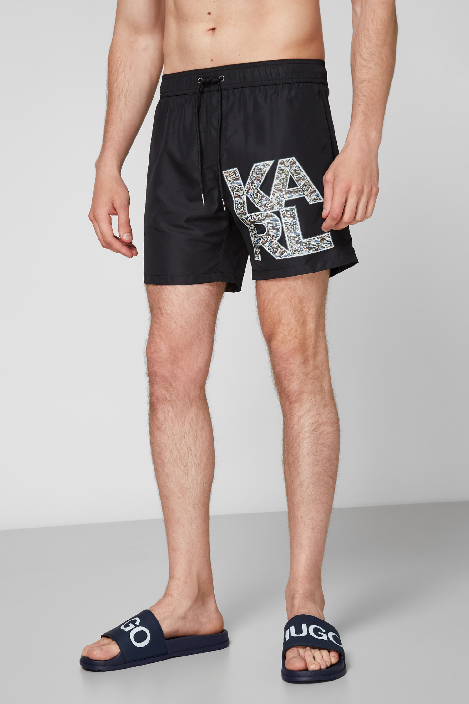 Мужские черные плавательные шорты Karl Lagerfeld KL21MBM02;ONE COLOUR ...
