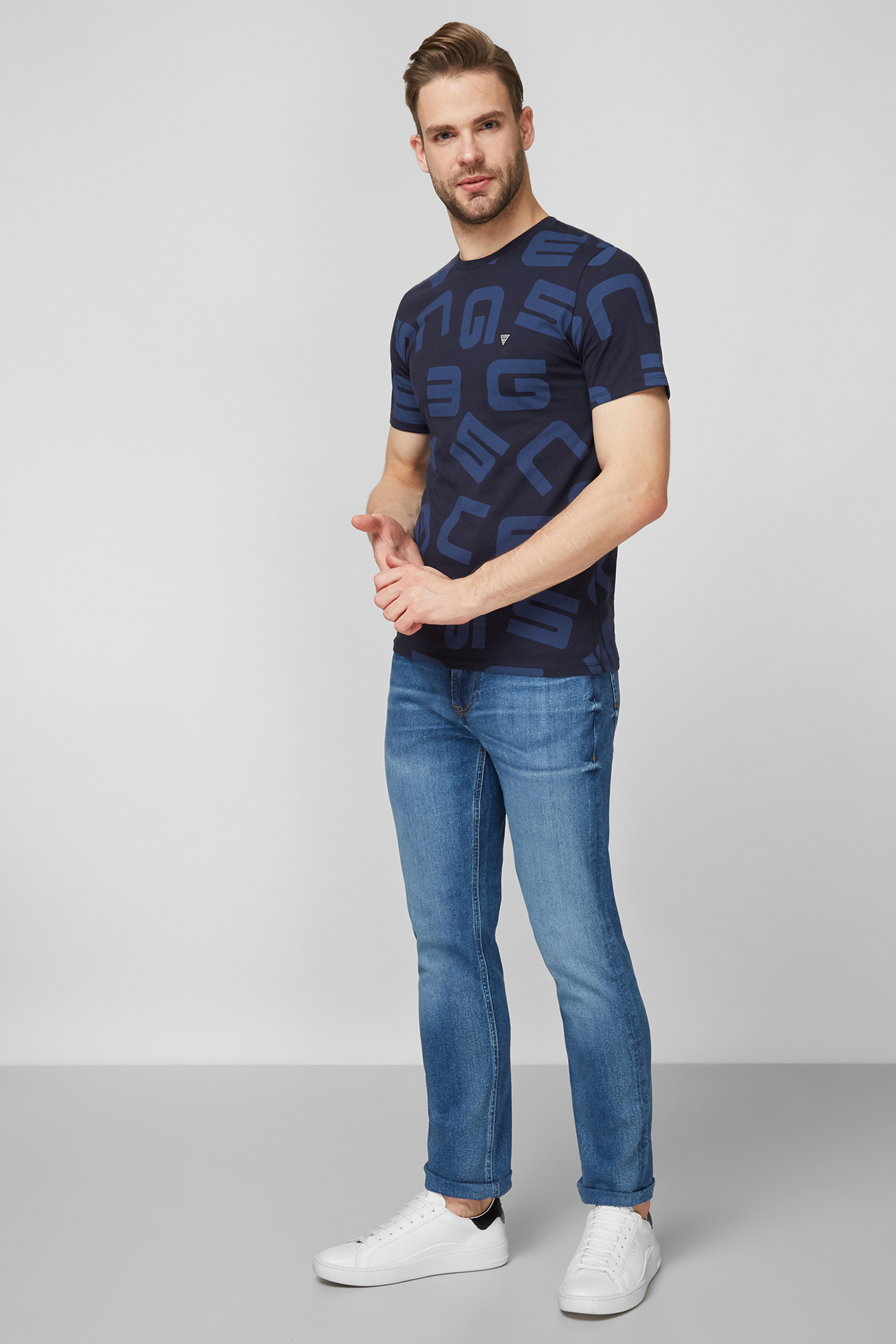 Мужская темно-синяя футболка Guess M0YI84.I3Z00;P42F