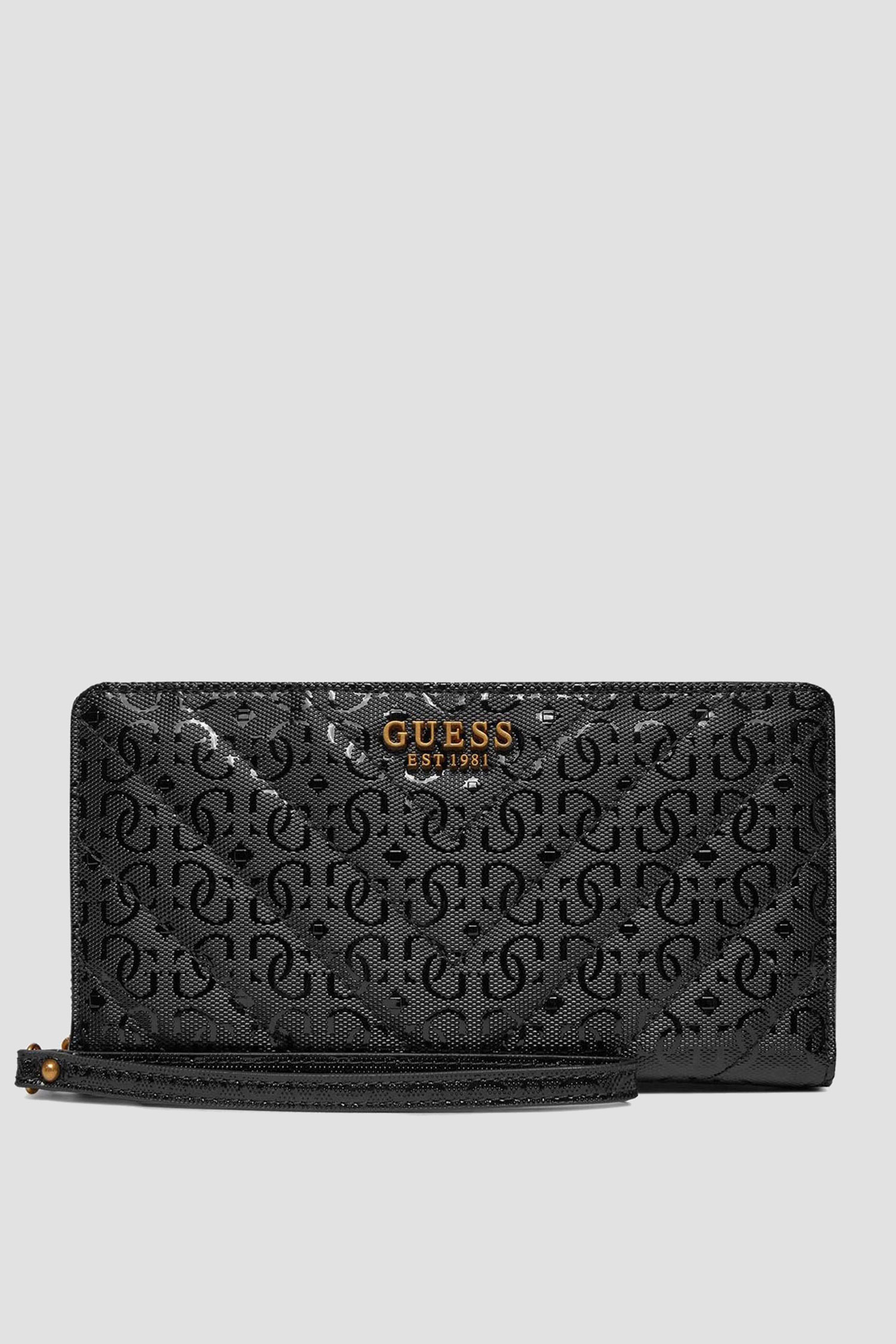 Жіночий чорний гаманець з візерунком Guess SWGA91.99630;BLA