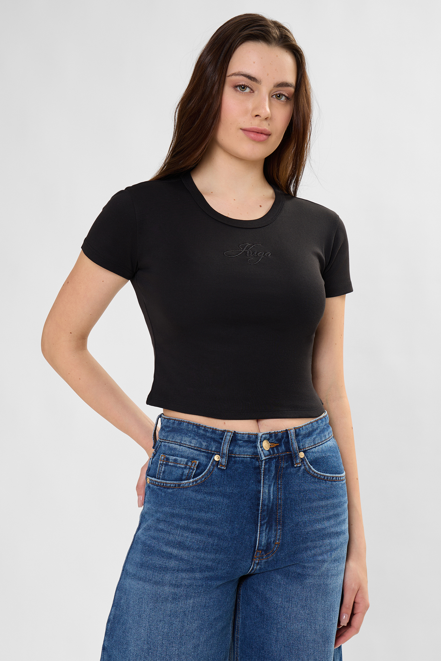 Жіноча чорна футболка HUGO 50568725;001