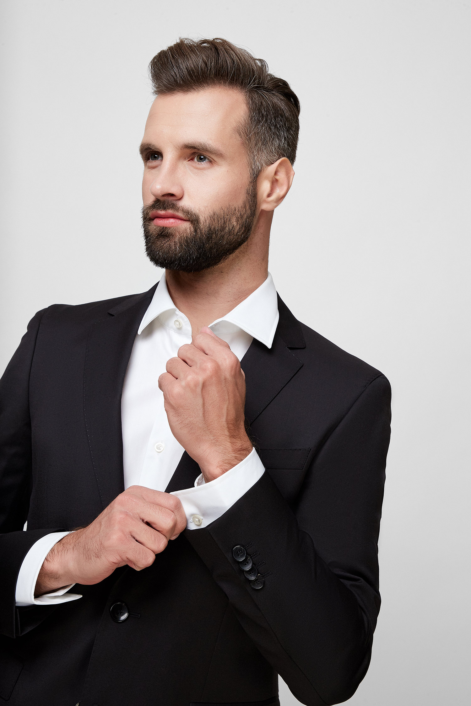 Чоловічий чорний вовняний костюм (піджак, брюки) BOSS 50318525К;001