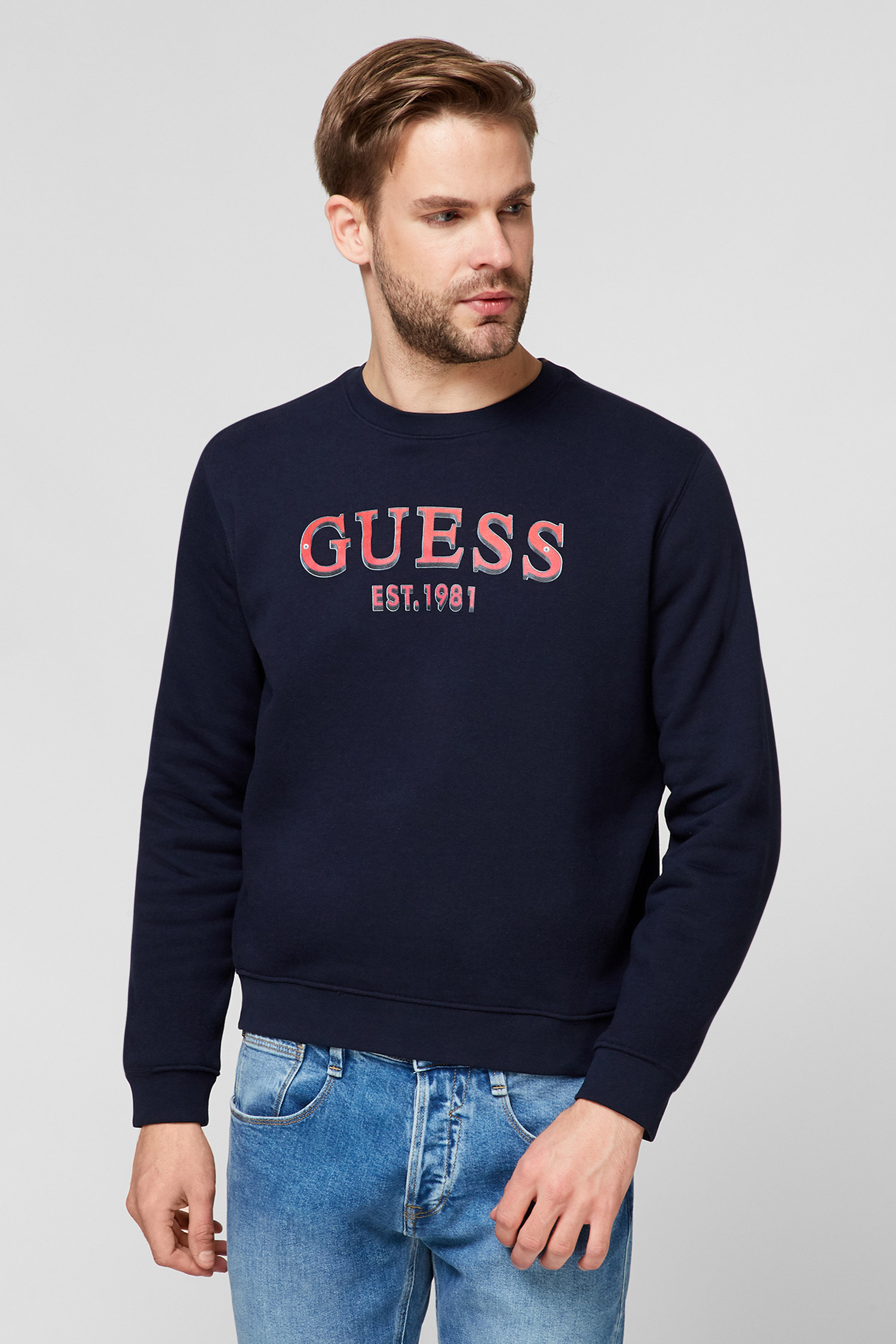 Мужской темно-синий свитшот Guess M0BQ76.K9V31;G720 — Ultrashop