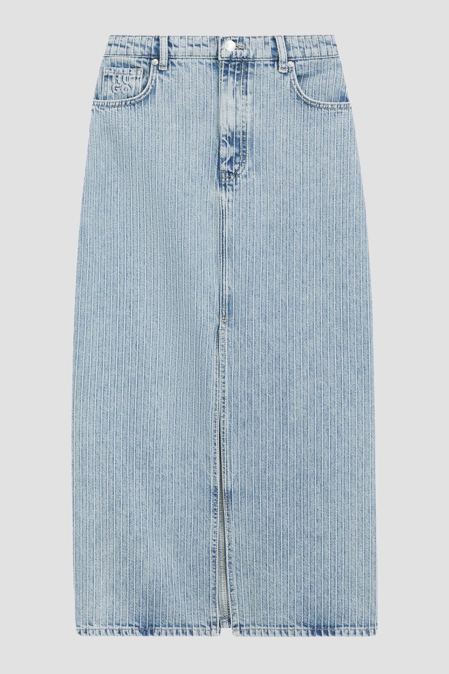 Жіноча блакитна джинсова спідниця у смужку HUGO 50568239;445