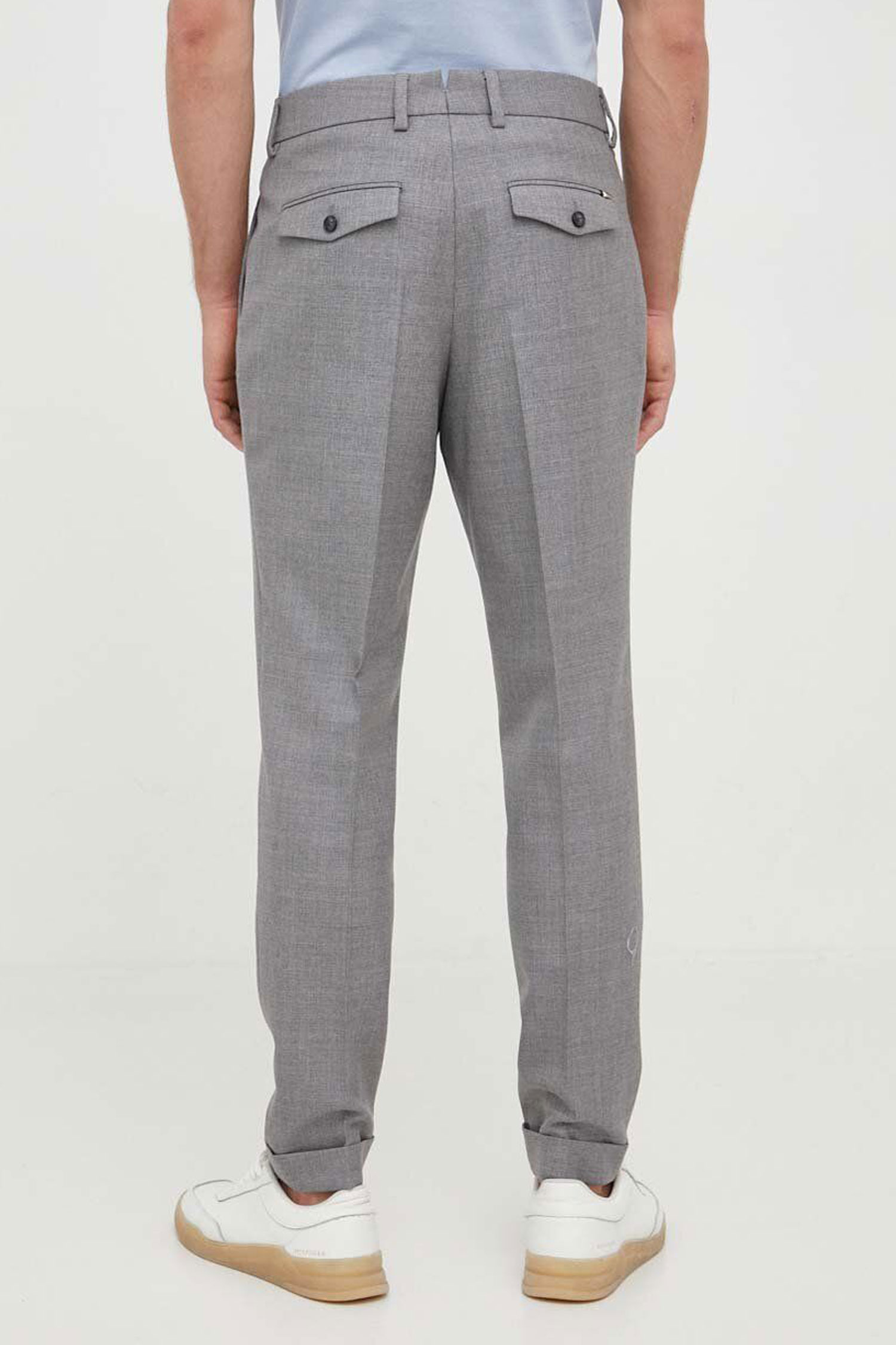 Мужские серые шерстяные брюки BOSS 50497255;041