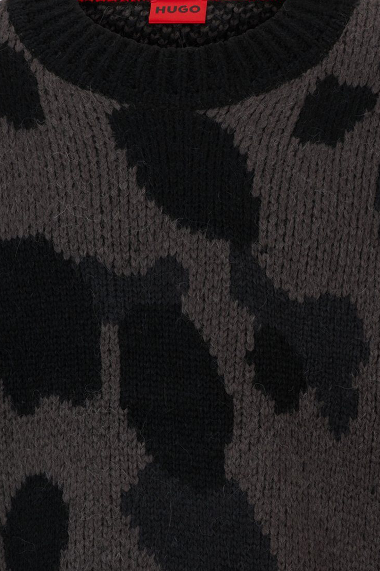 Мужской темно-серый шерстяной свитер с узором HUGO 50500002;028