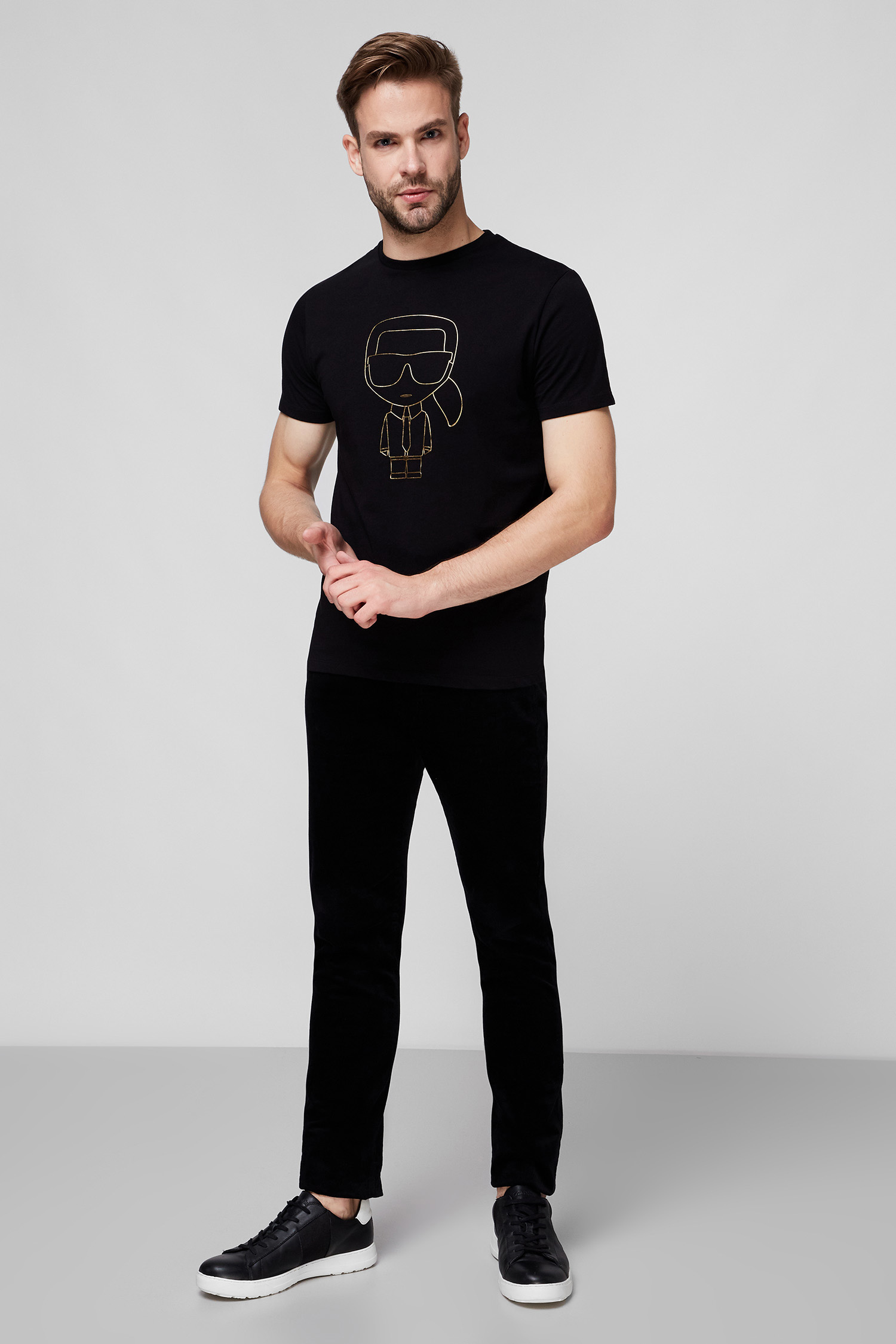 Мужская черная футболка с принтом Karl Lagerfeld 502224.755040;990