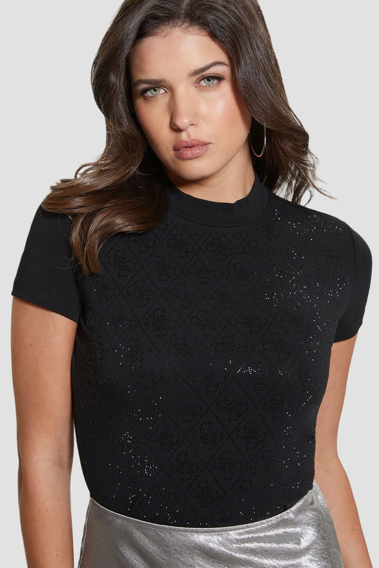 Жіноча чорна футболка Guess W4BI26.J1314;JBLK