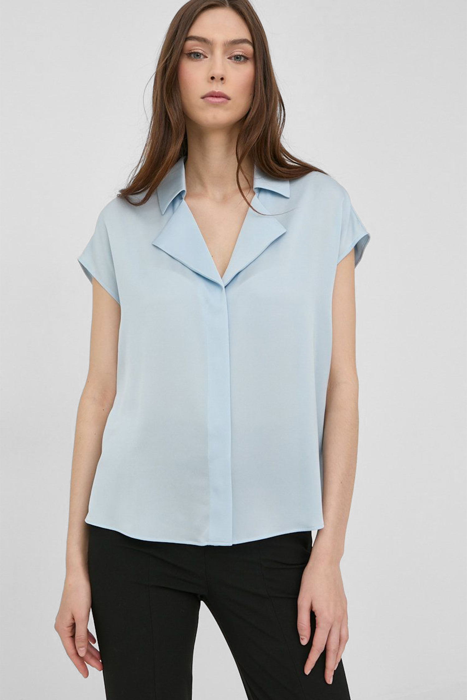 Жіноча блакитна шовкова блуза BOSS 50468180;417