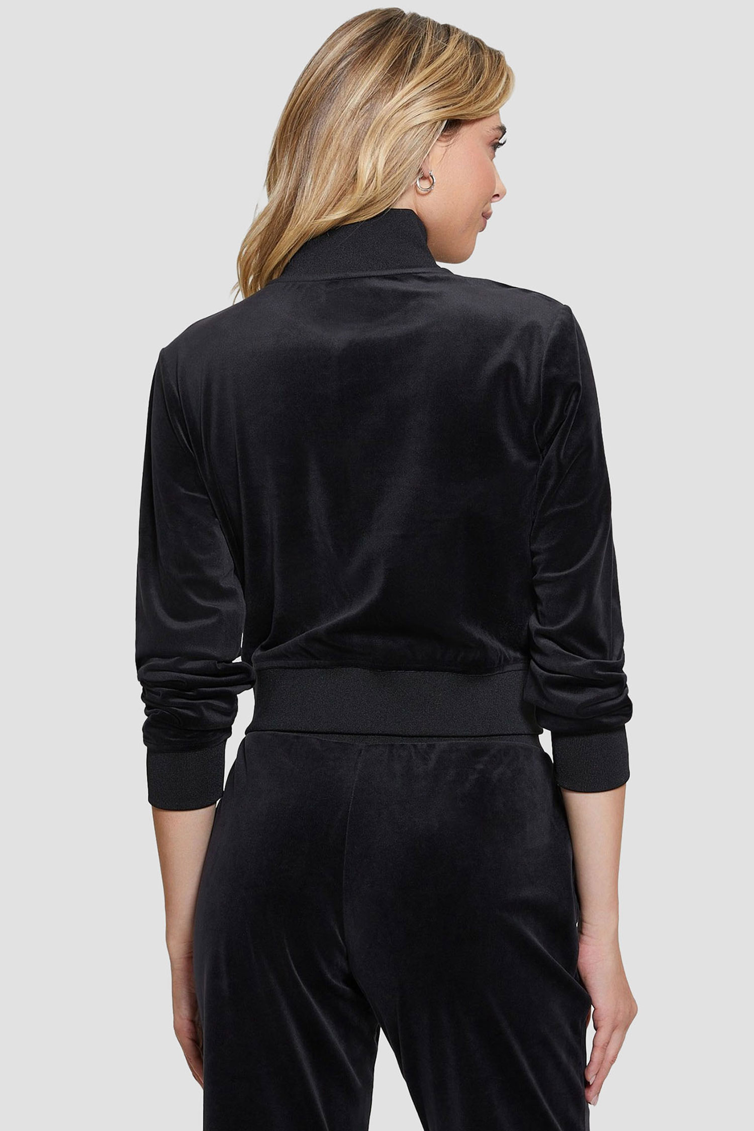 Женская черная велюровая спортивная кофта Guess V3BQ22.KBXI2;JBLK