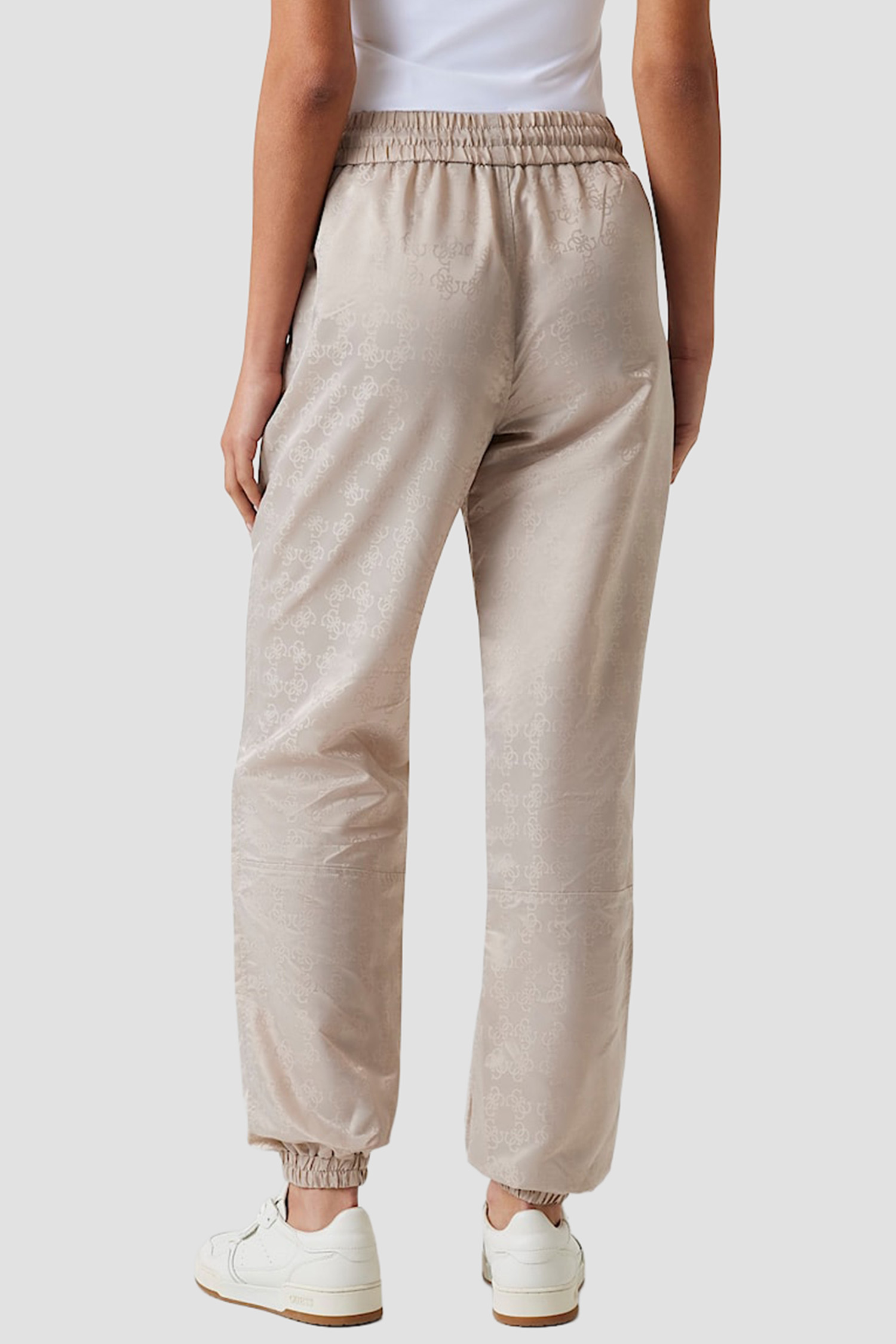 Женские бежевые спортивные брюки с узором Guess V5YB14.WHFU0;FJ8F