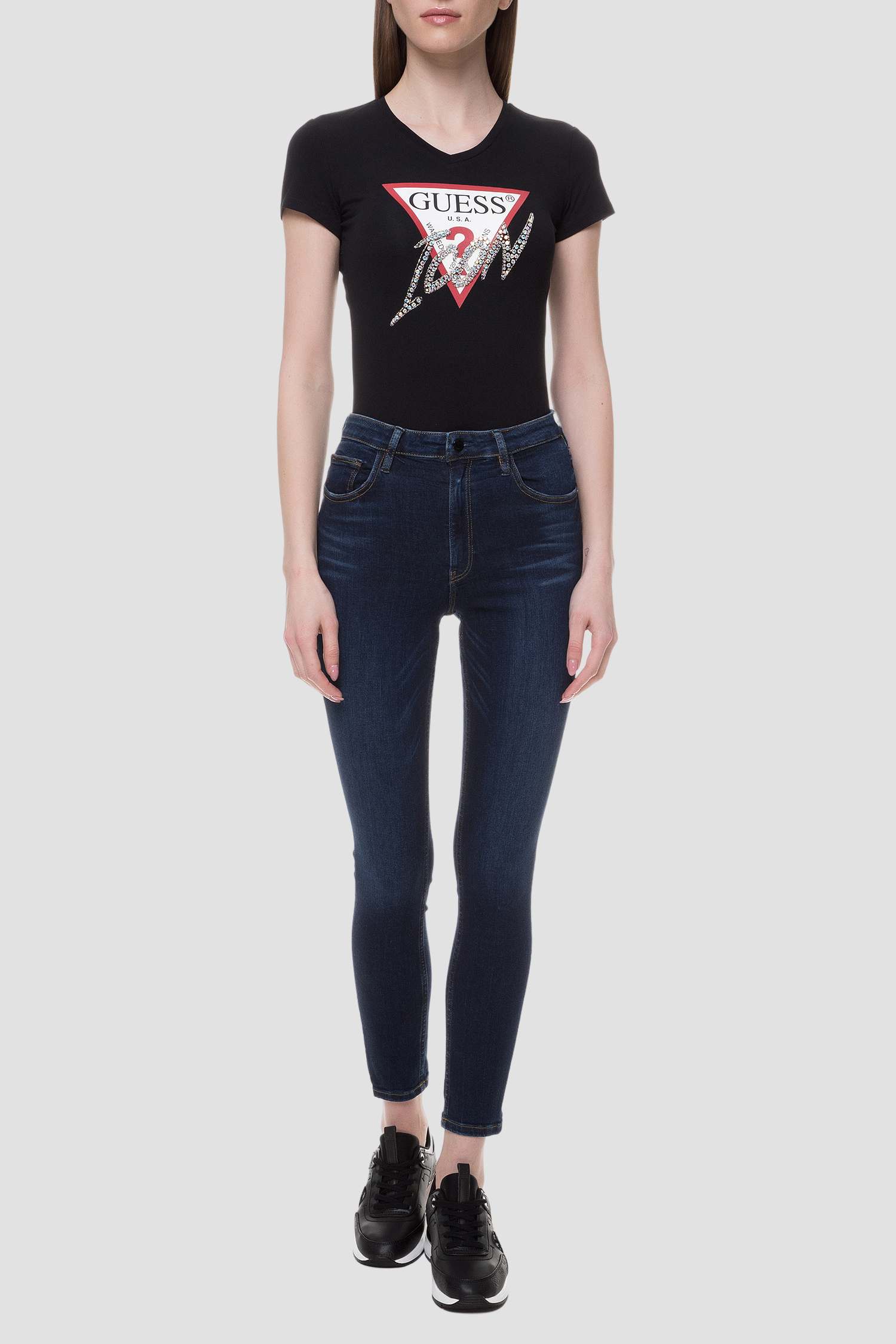 Женские синие джинсы Super High-Rise Skinny Guess W01A26.D38R5;KNGT