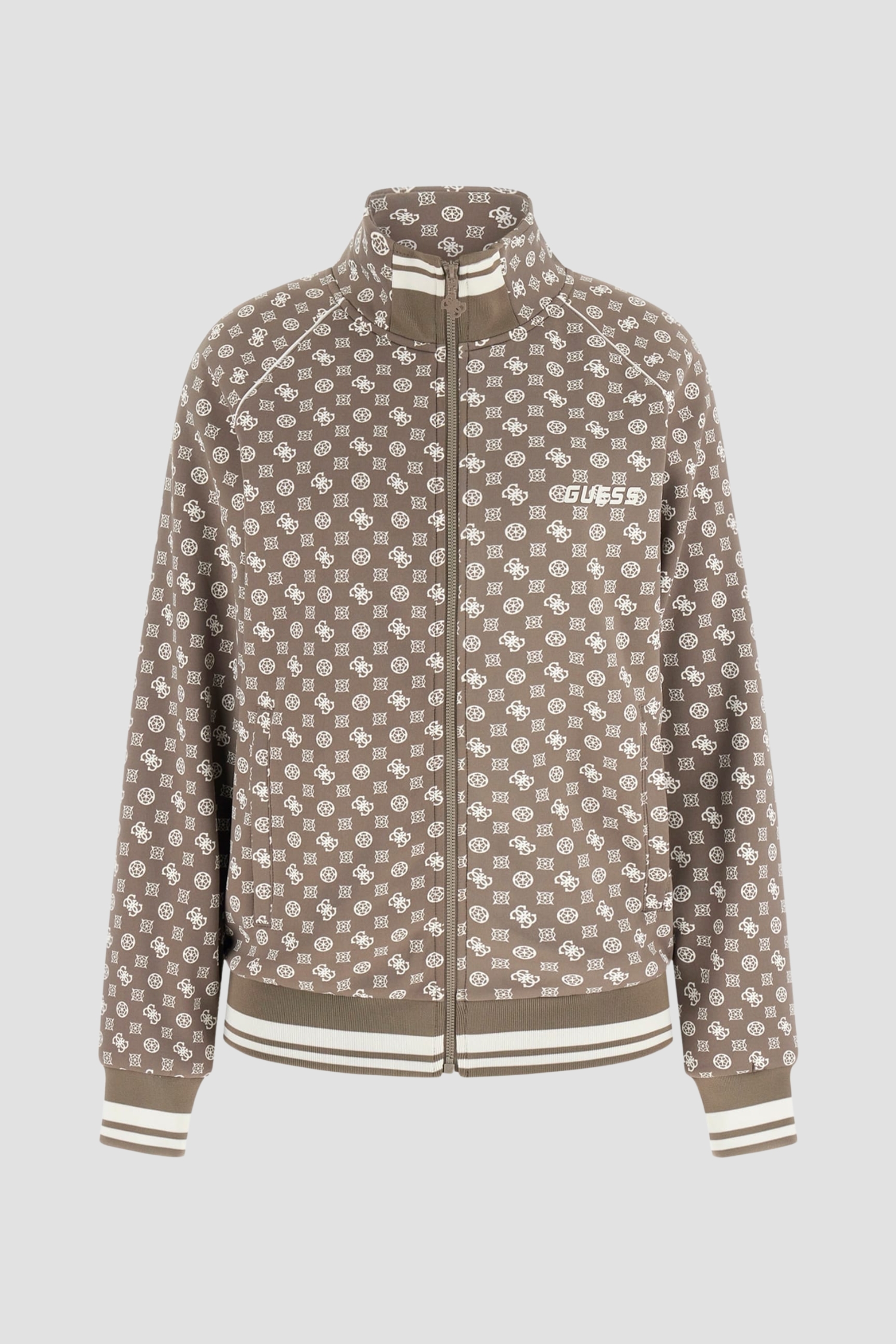 Жіноча бежева кофта на блискавці з візерунком Guess V5YQ03.KB212;P8HI