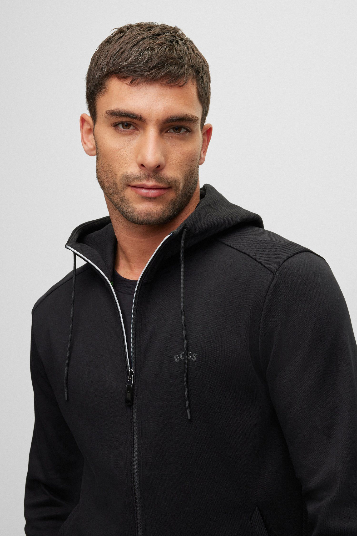 Мужская черная кофта на молнии BOSS 50469104;001