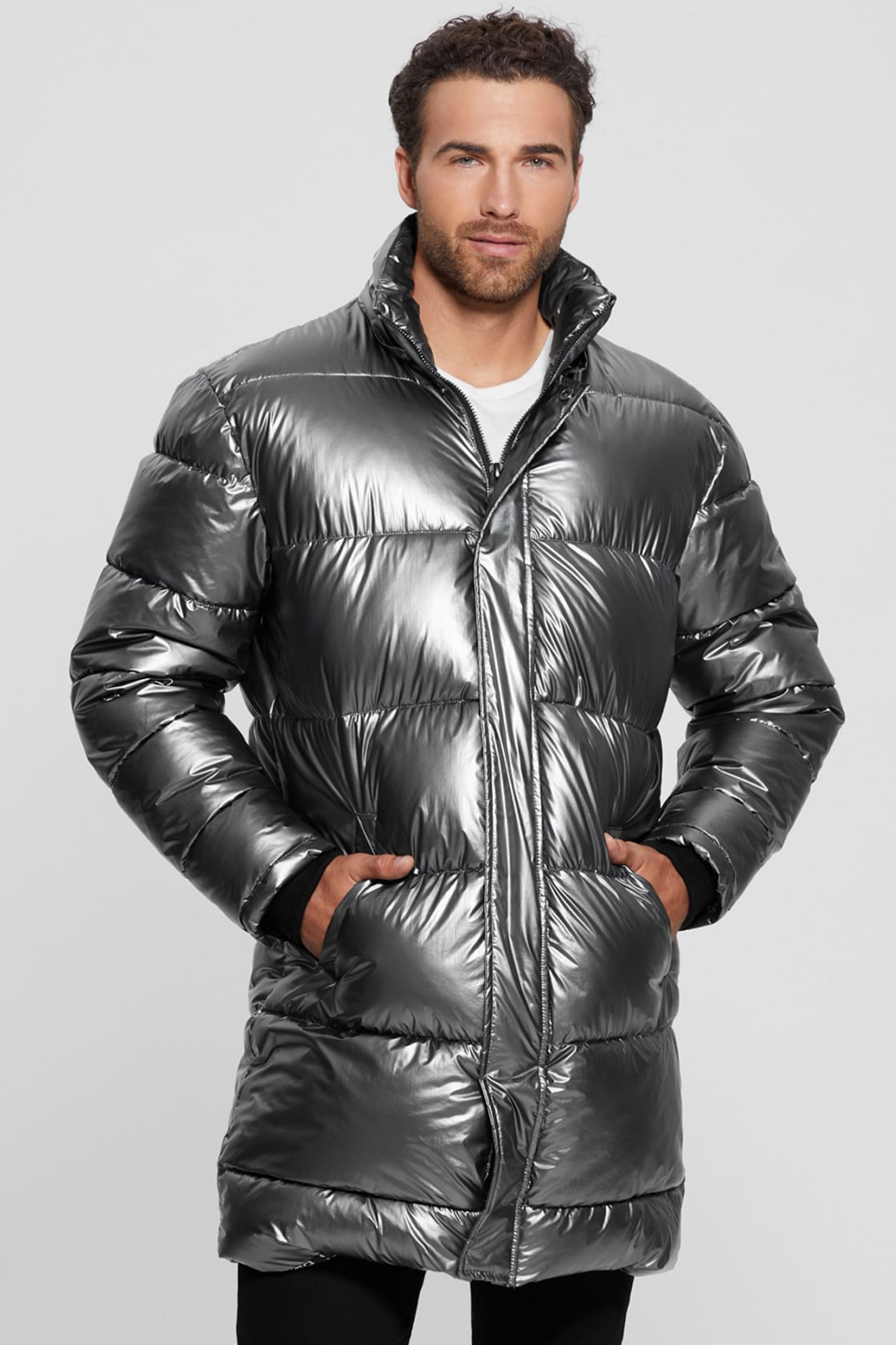 Мужская серебристая куртка Guess M3BL43.WEHC0;MGTL