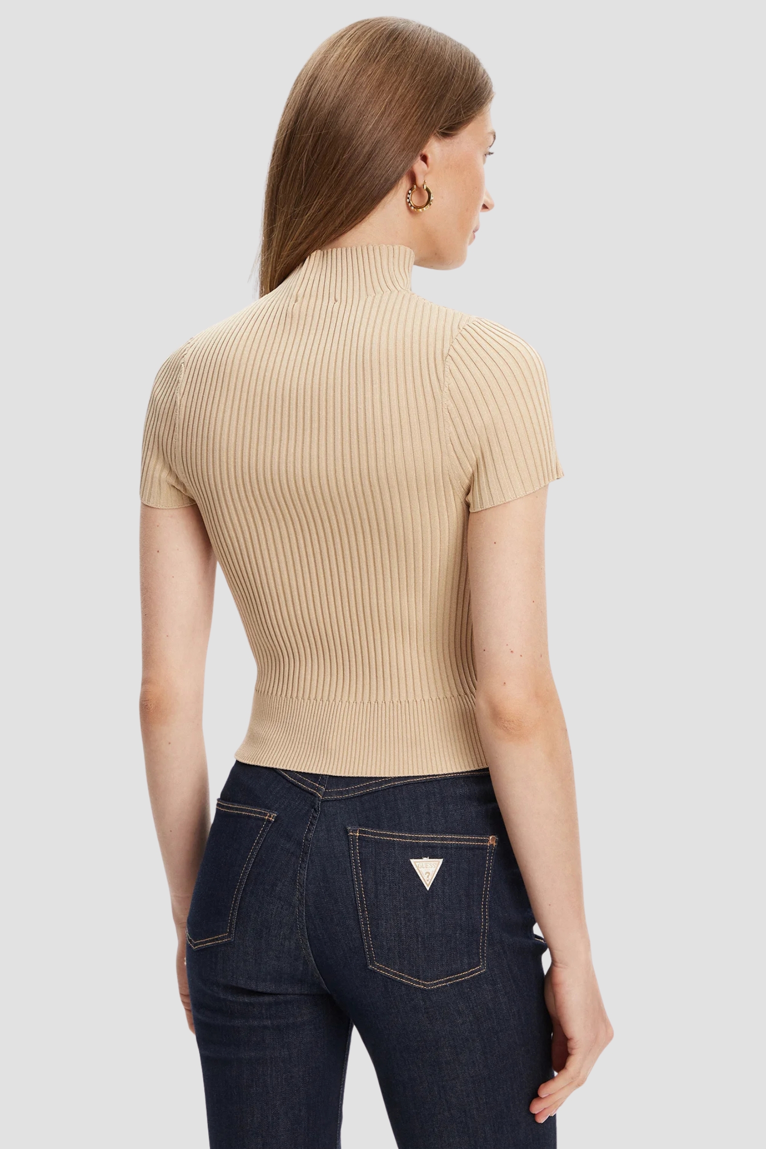 Жіночий бежевий гольф Guess W5YR04.Z0040;G1L7