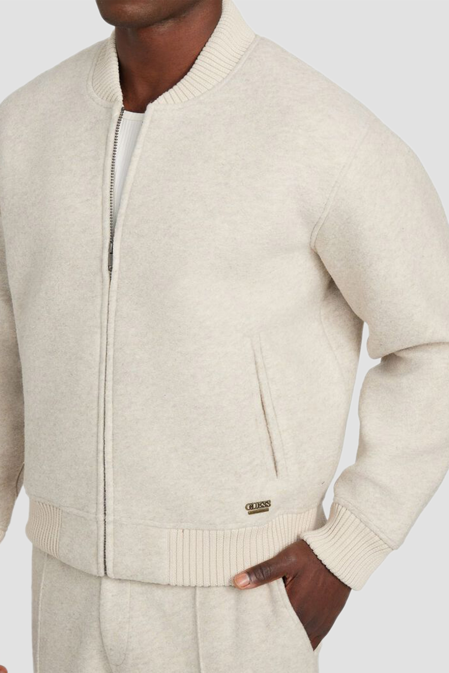 Мужской белый шерстяной бомбер Guess M5BQ22.K7640;LOH