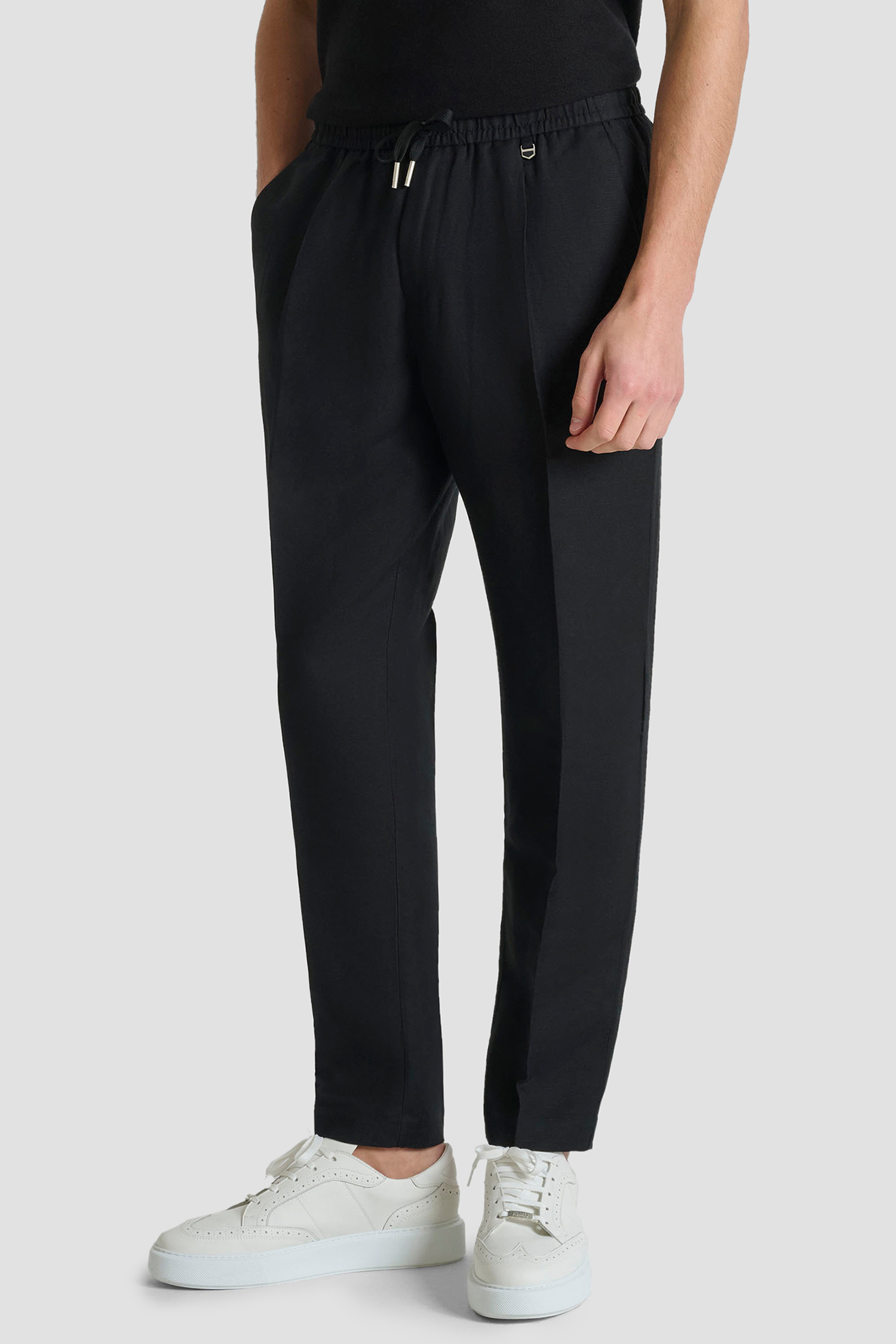Мужские черные льняные брюки Antony Morato MMTR00790.FA900135;9000