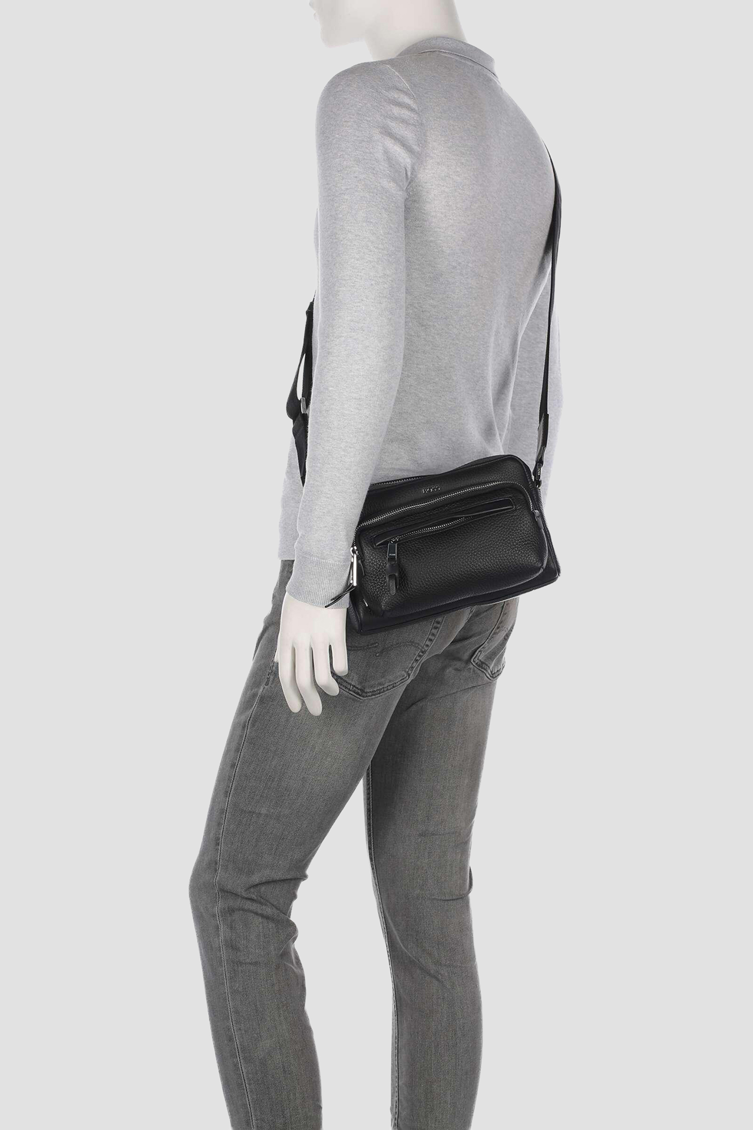 Мужская черная кожаная сумка BOSS 50552440;001