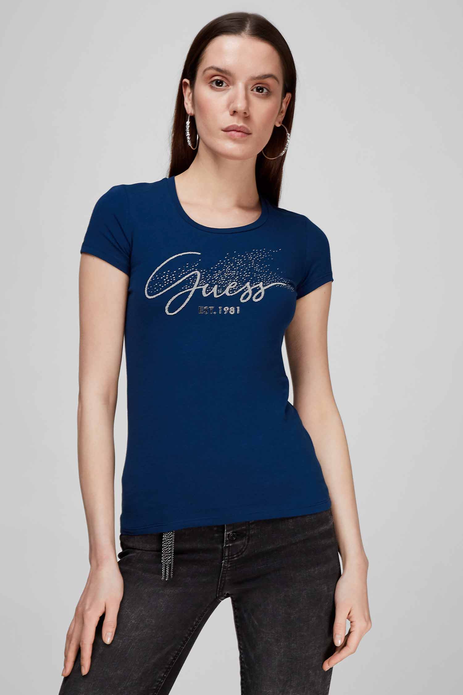 Жіноча синя футболка Guess W2RI04.J1300;G7HR