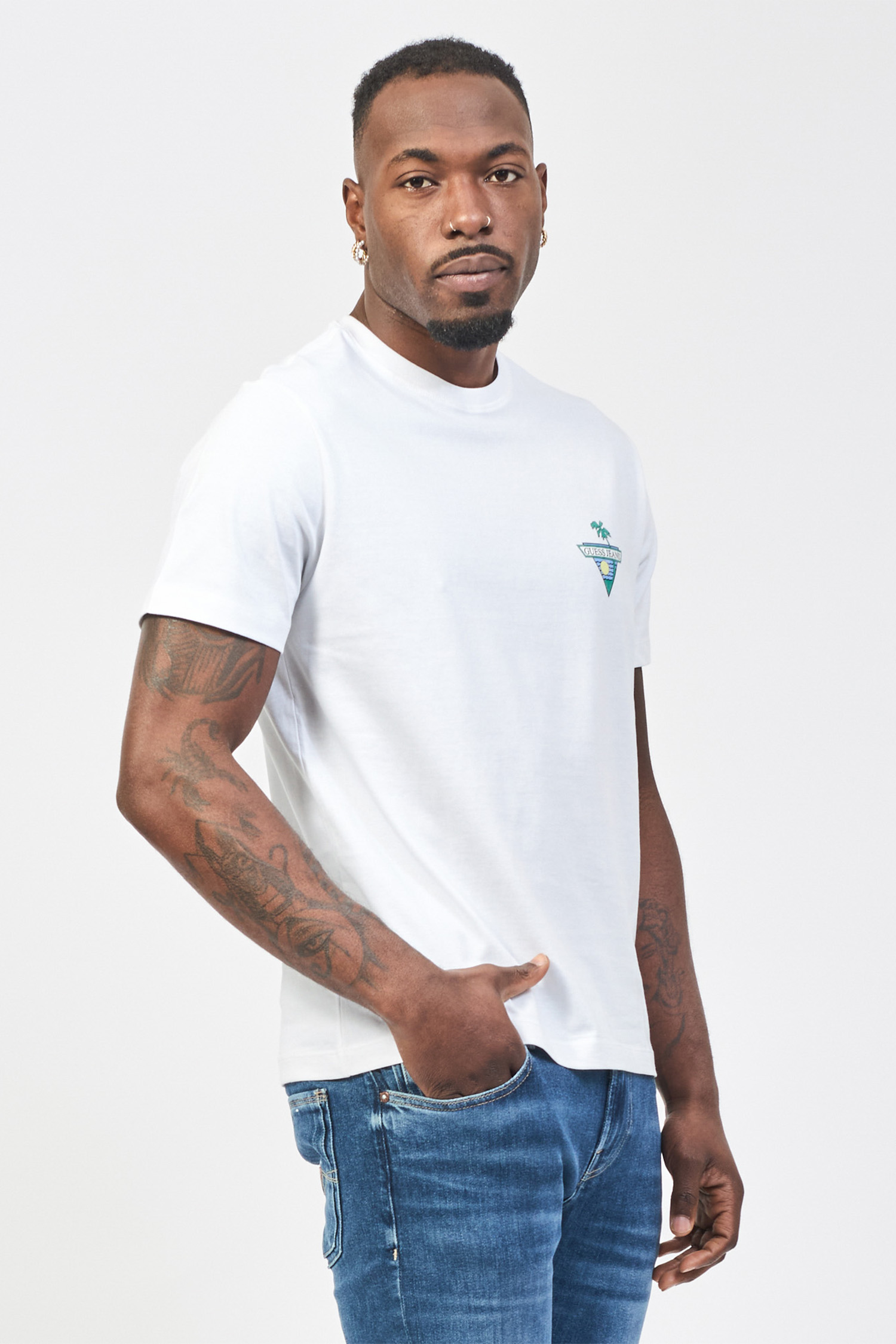 Мужская белая футболка Guess Jeans M5GI55.K8FQ4;G011