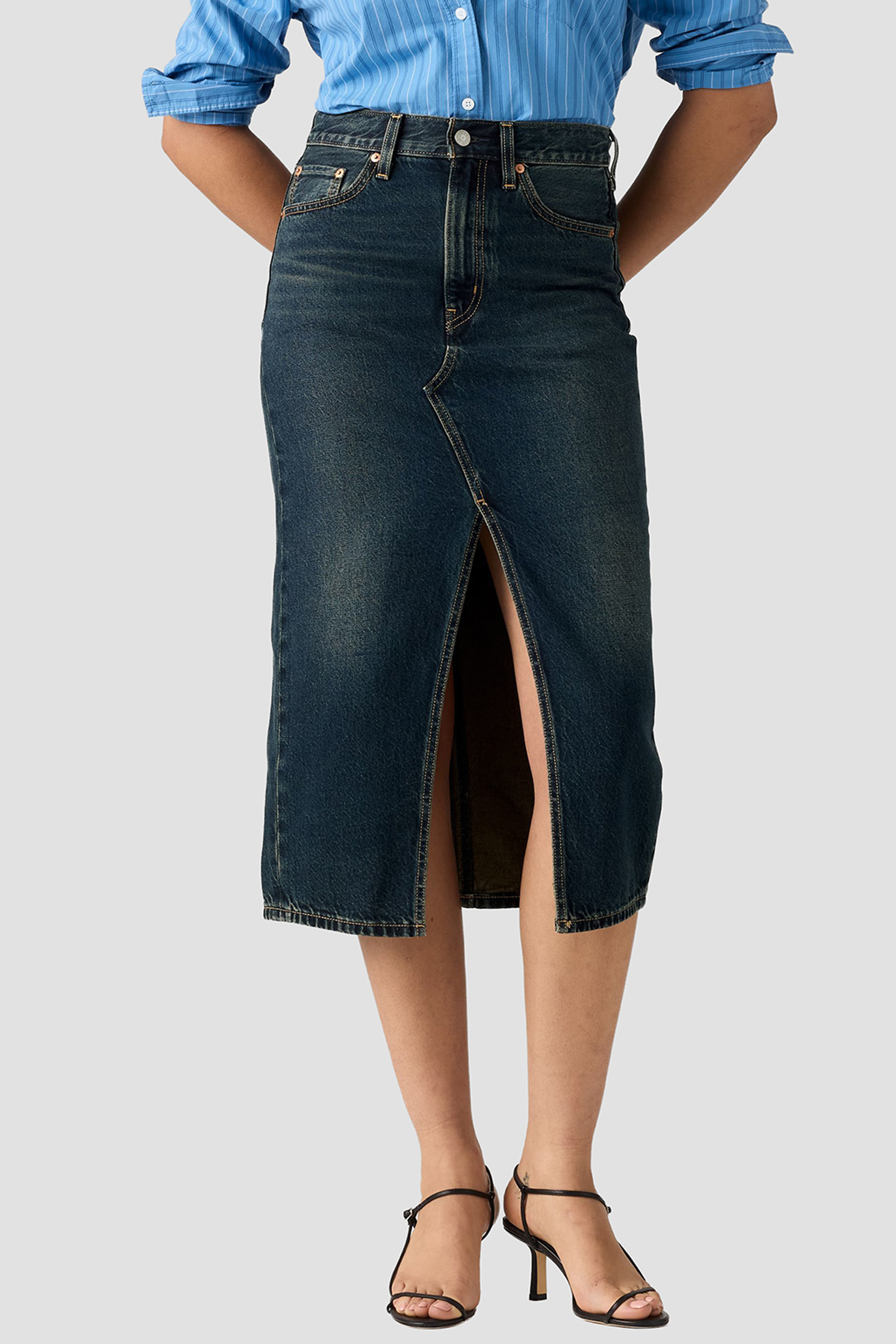 Женская темно-синяя джинсовая юбка Levi’s® 008AF;0001