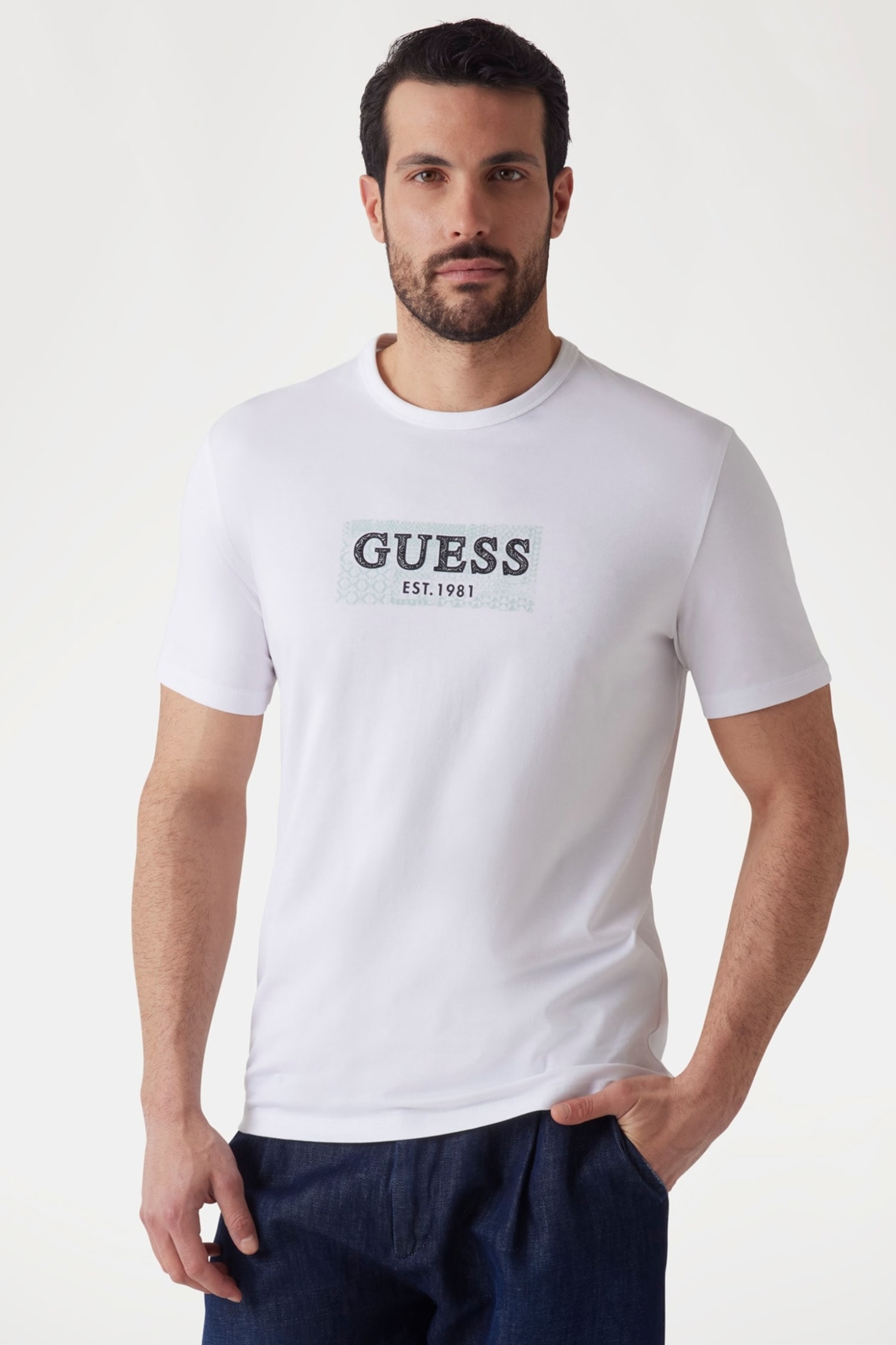 Мужская белая футболка Guess M5GI19.J1314;G011