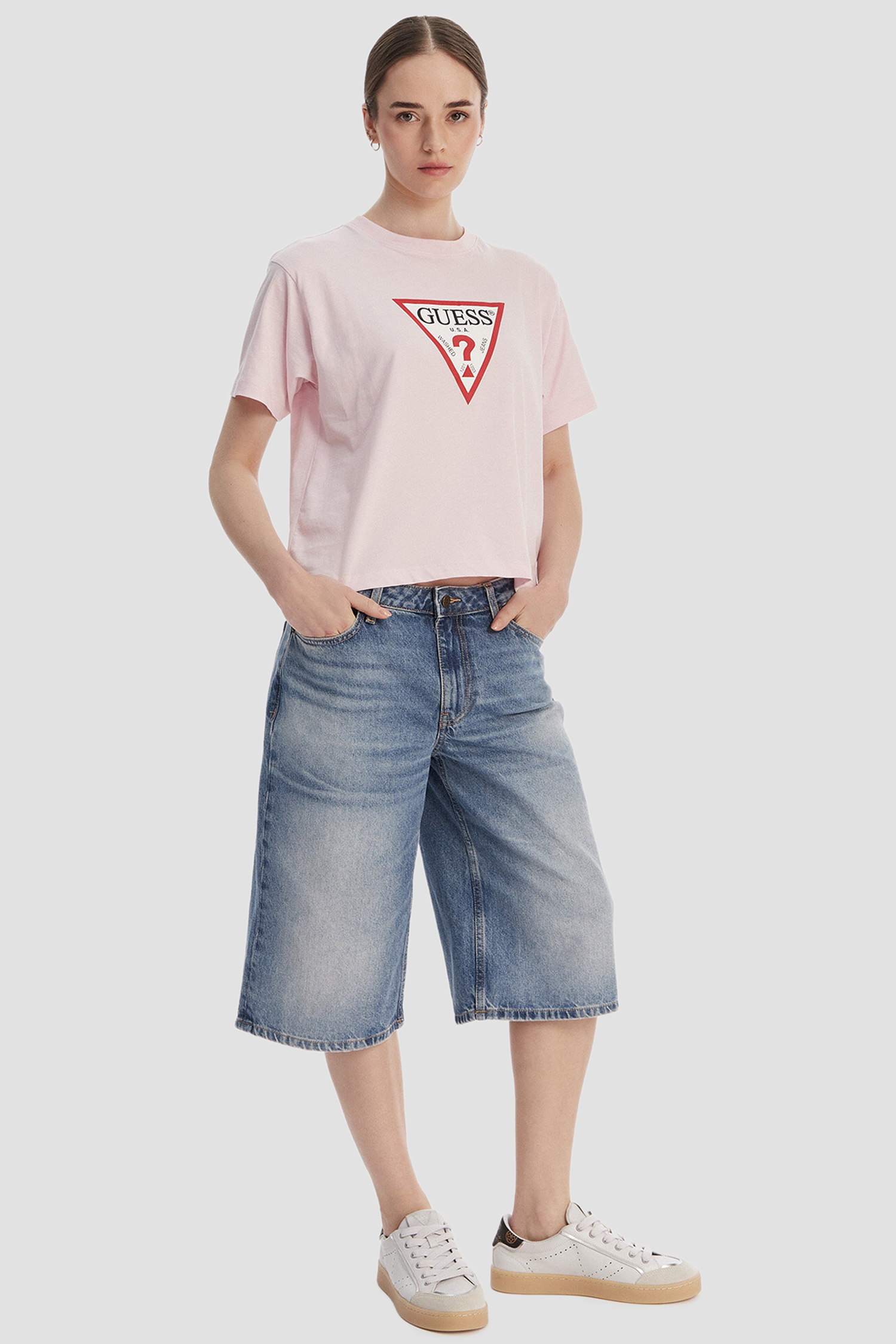 Женские синие джинсовые шорты Guess Jeans W6GD1D.D6363;GJSM