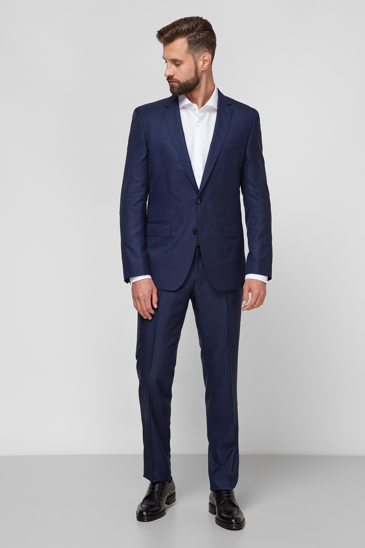 Мужской темно-синий шерстяной костюм (пиджак, брюки) BOSS 50453680;402