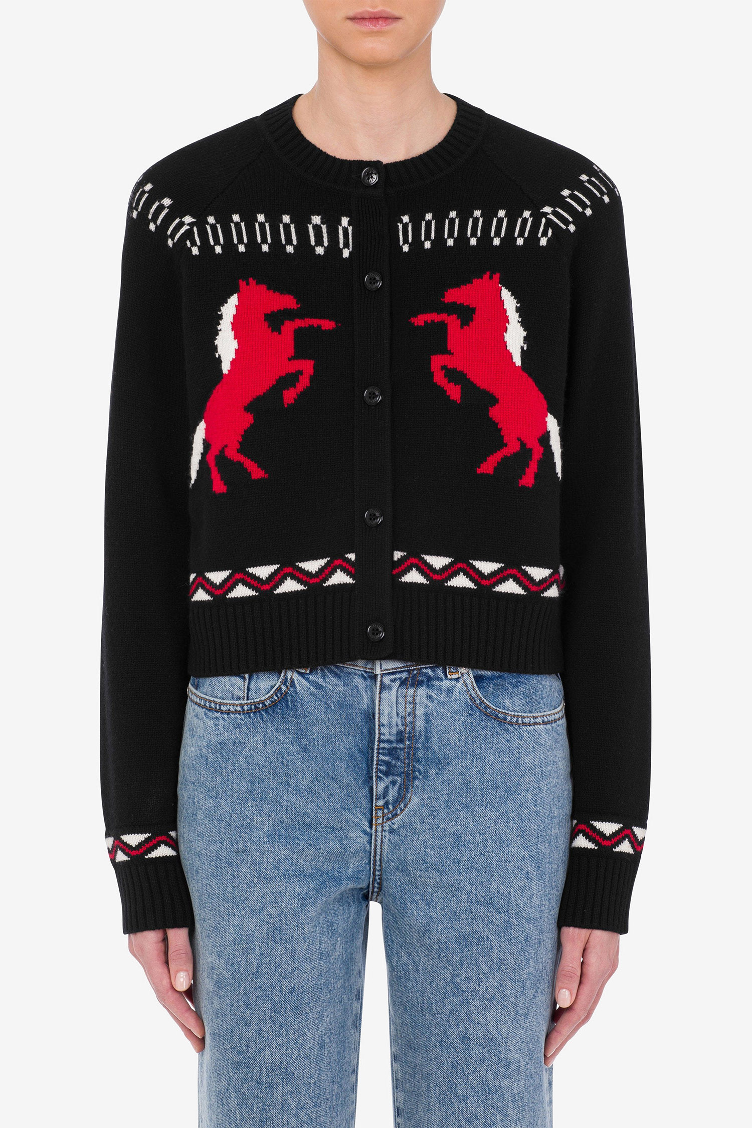 Женский черный шерстяной кардиган Moschino J0940.8705;3555