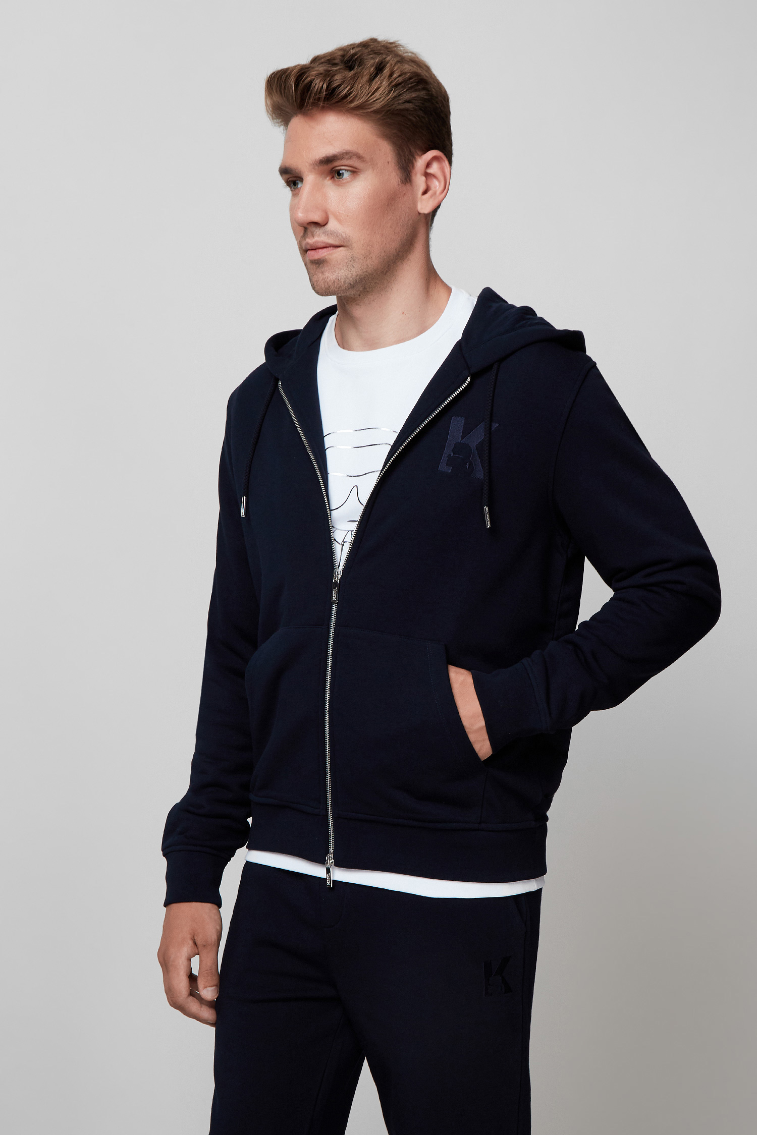 Чоловіча темно-синя кофта на блискавці Karl Lagerfeld 500900.705892;690