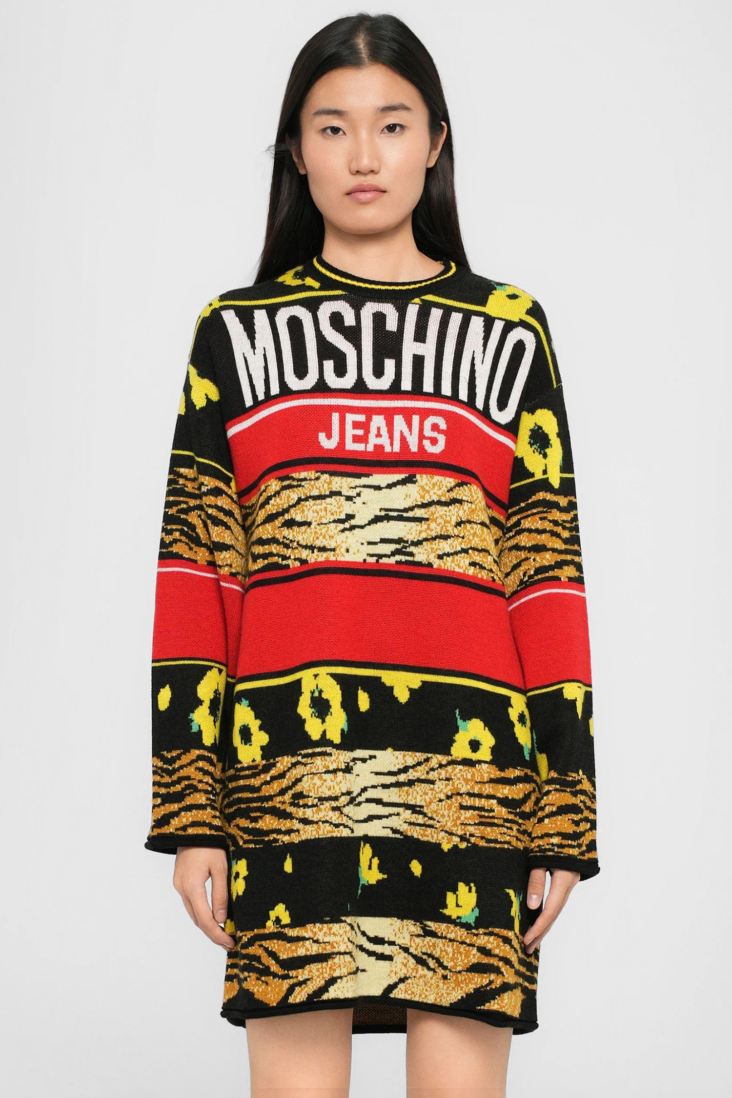 Женское шерстяное платье в полоску Moschino A0495.8212;3555