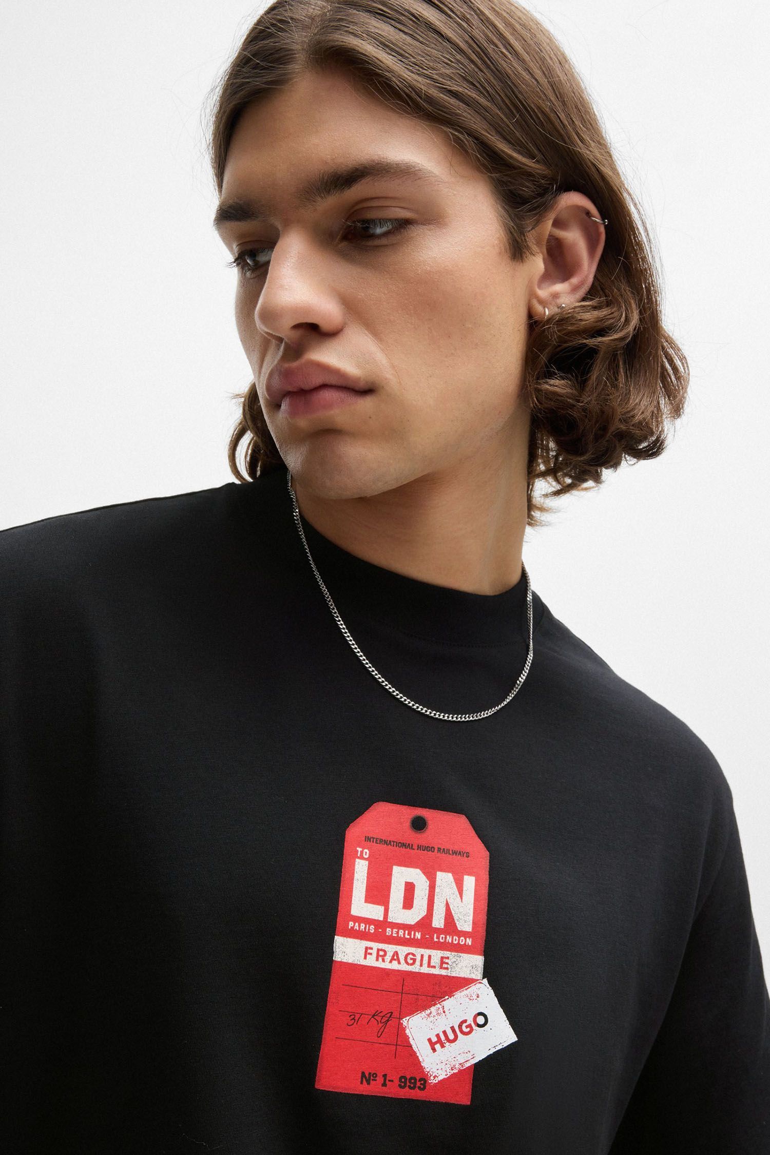 Мужская черная футболка HUGO 50516738;001