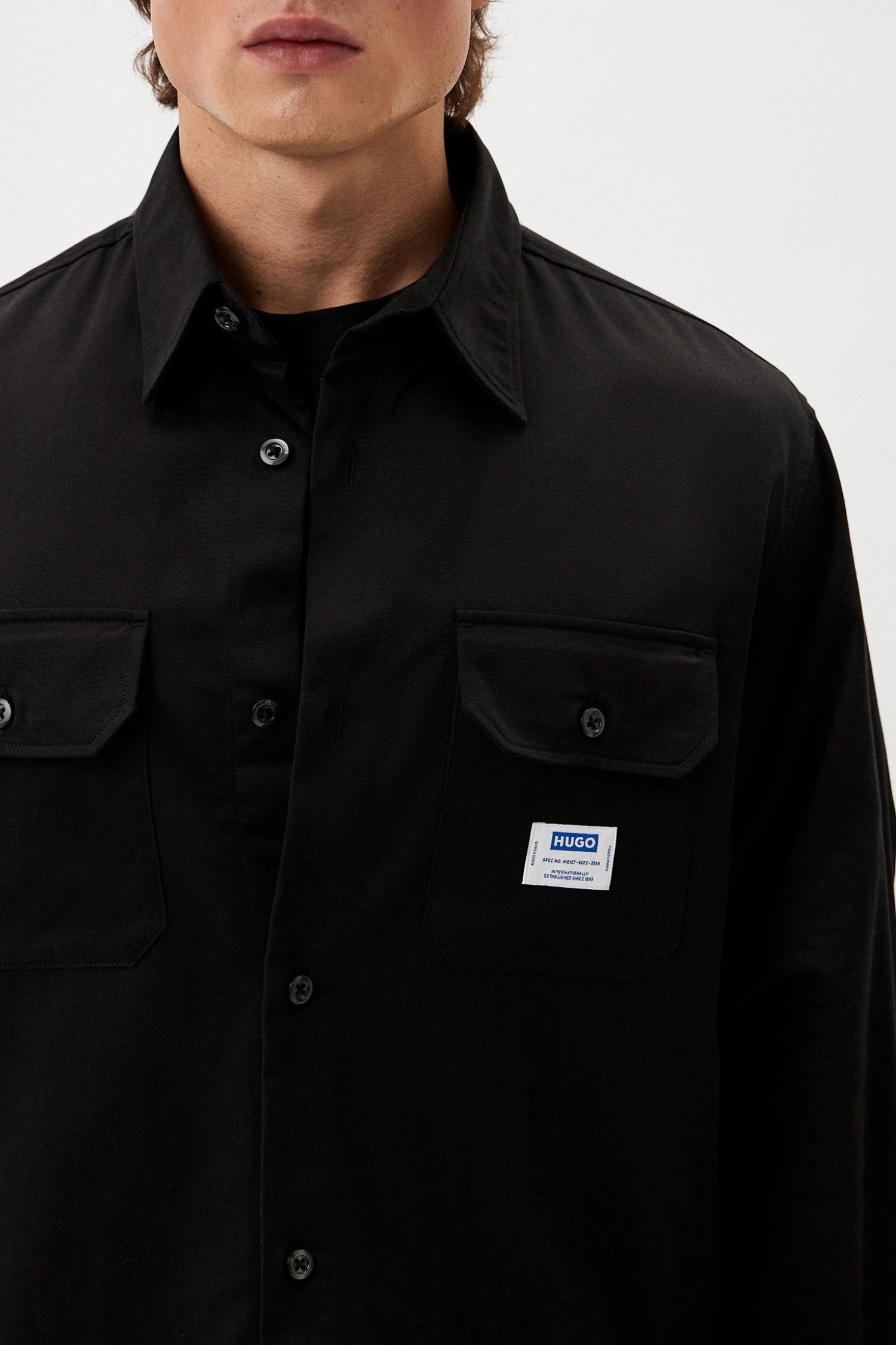 Мужская черная рубашка HUGO BLUE 50520001;001