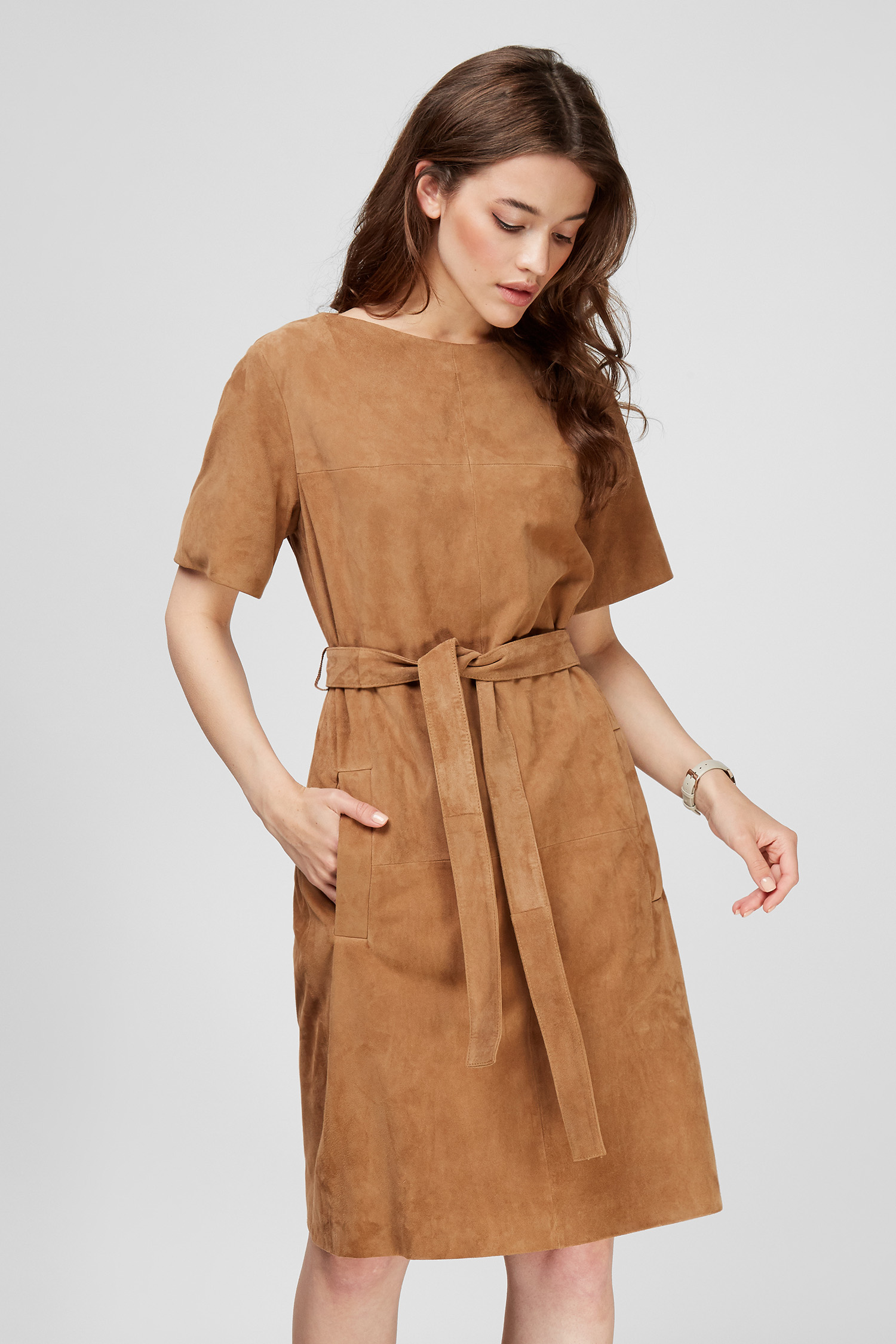 Женское коричневое замшевое платье BOSS 50453113;262