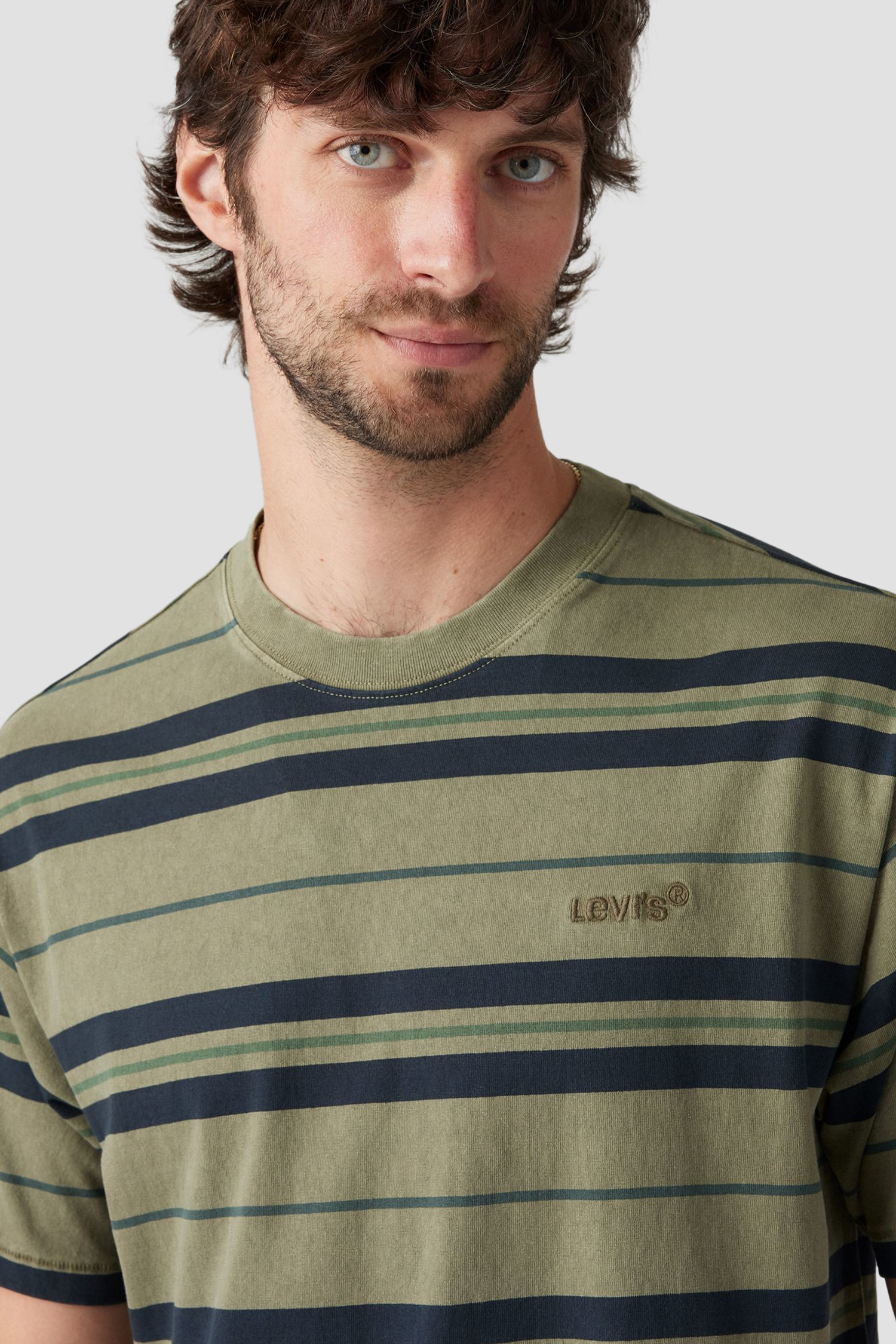 Мужская зеленая футболка в полоску Levi’s® A0637;0143