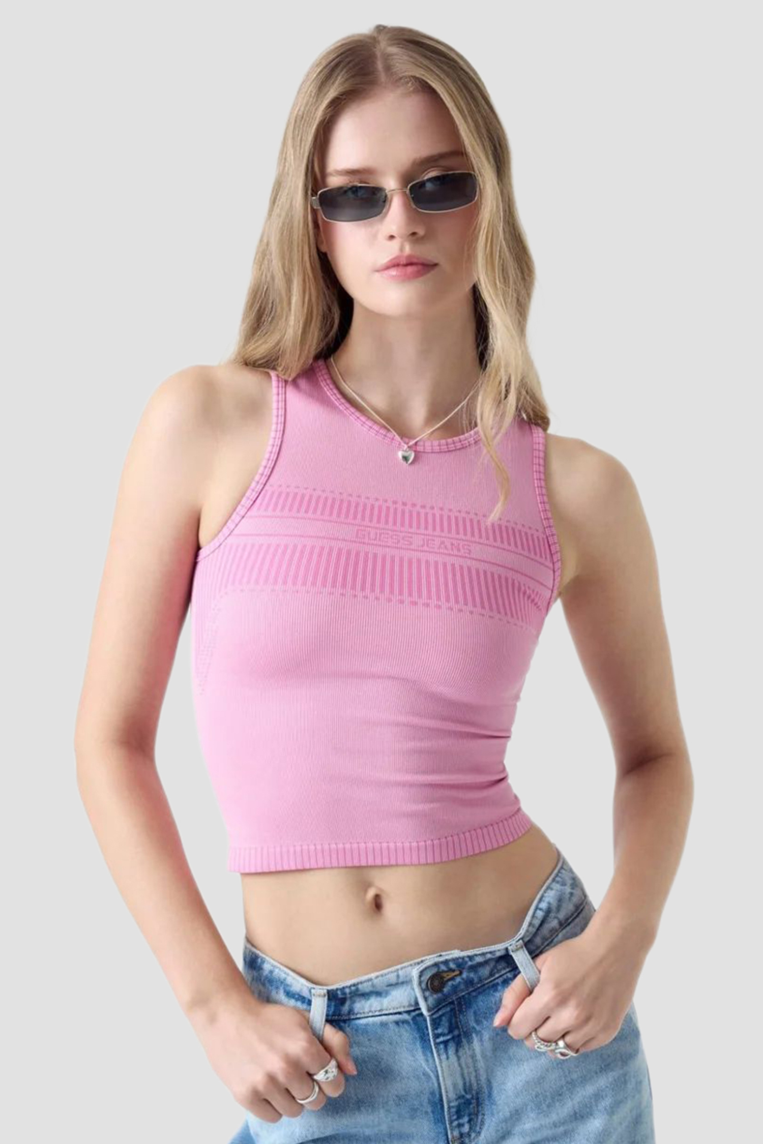 Женский розовый топ Guess Jeans W6RP35.KD152;G65F