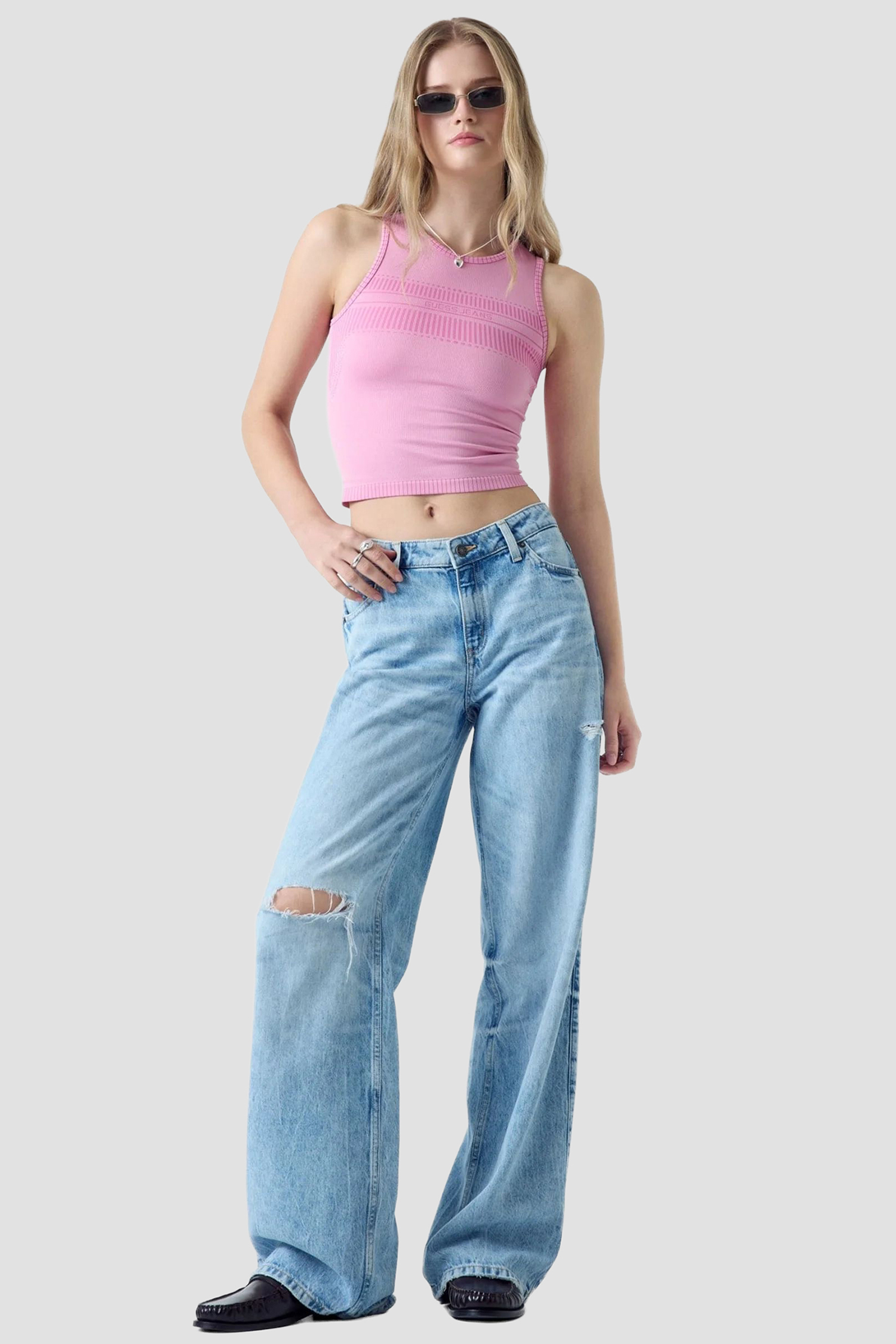Женский розовый топ Guess Jeans W6RP35.KD152;G65F