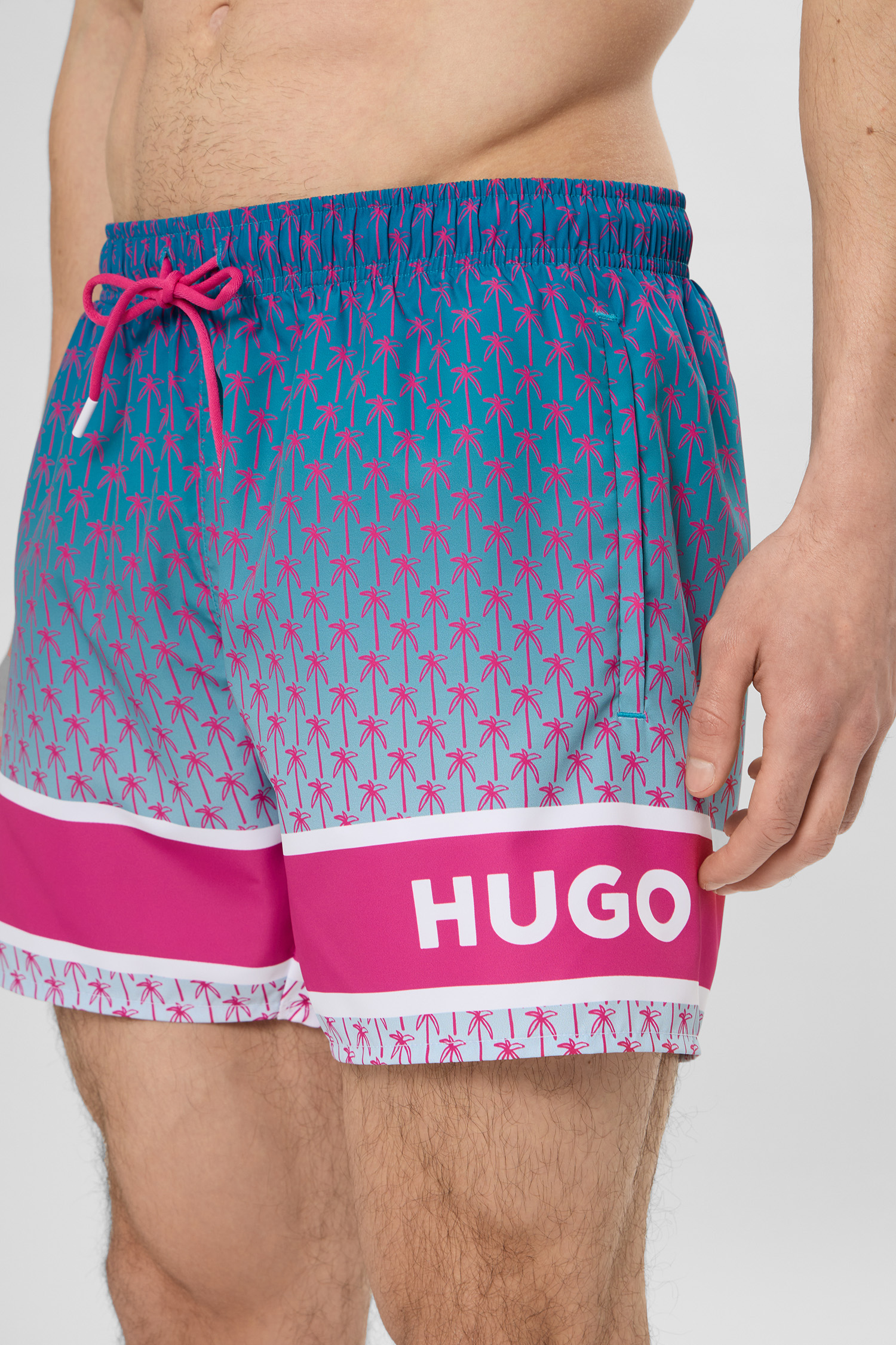 Мужские голубые плавательные шорты с узором HUGO 50561097;498