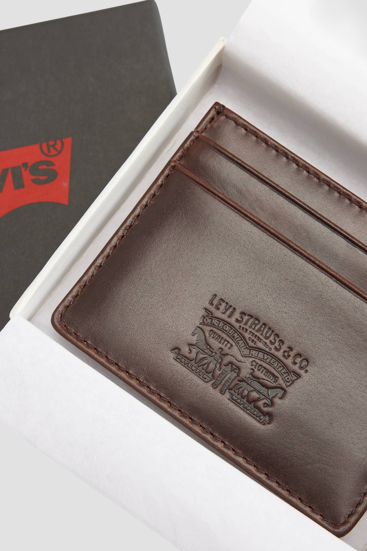 Мужской коричневый кожаный кардхолдер Levi’s® 005H1;0000
