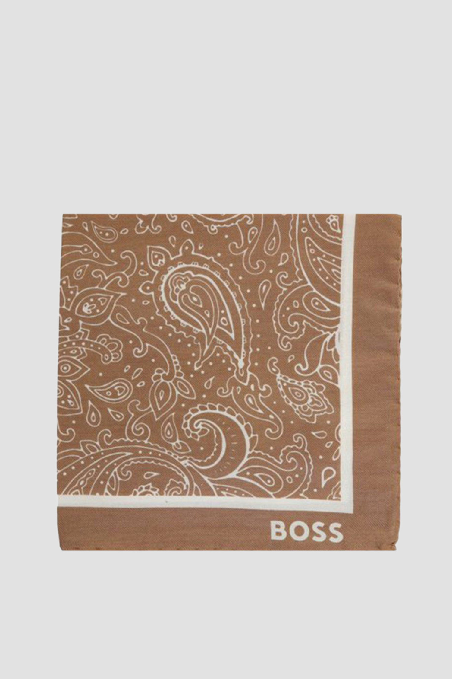 Мужской бежевый платок с узором BOSS 50491125;260