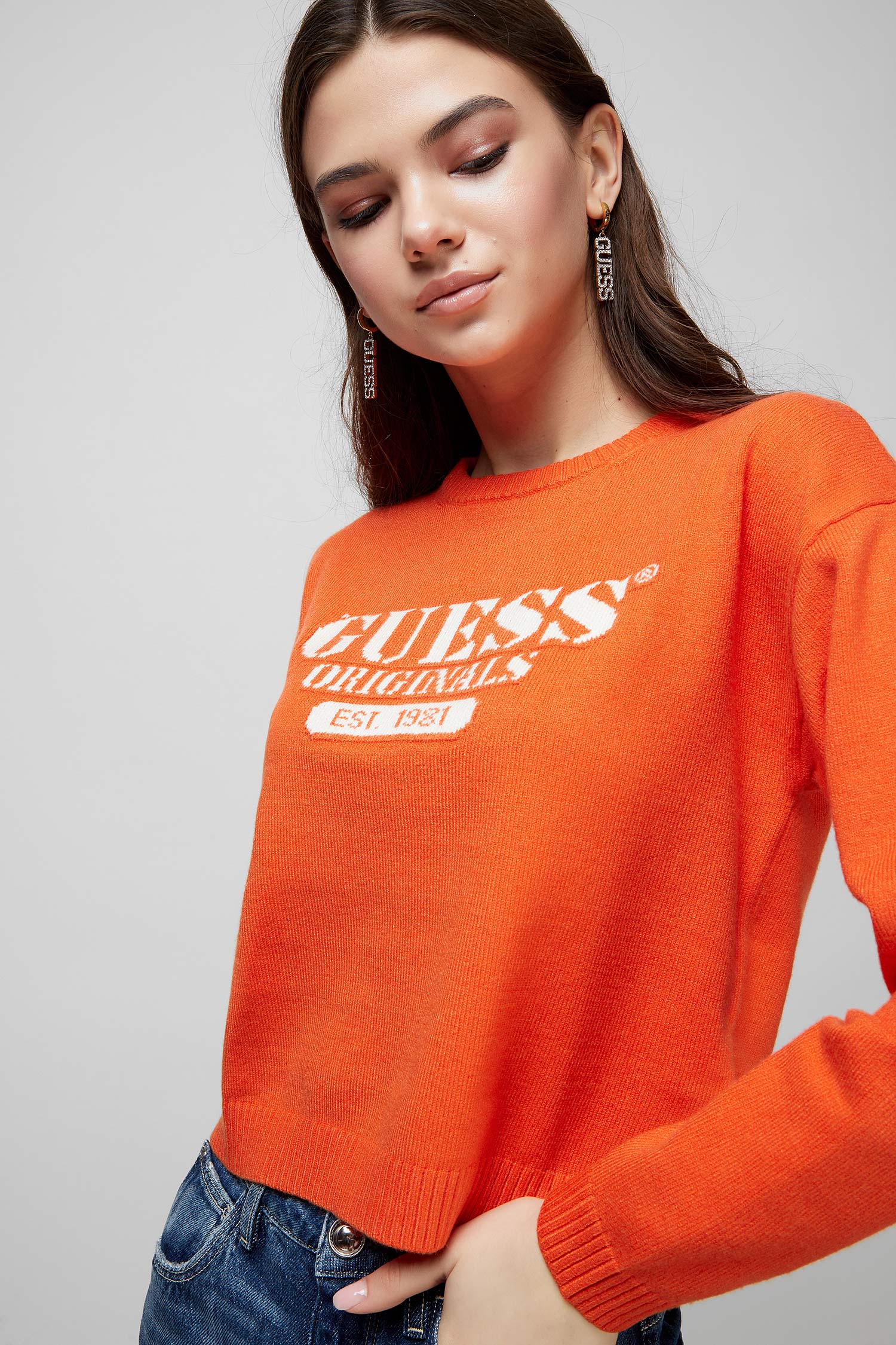 Оранжевый джемпер для девушек Guess W1RR40.Z2K31;G393