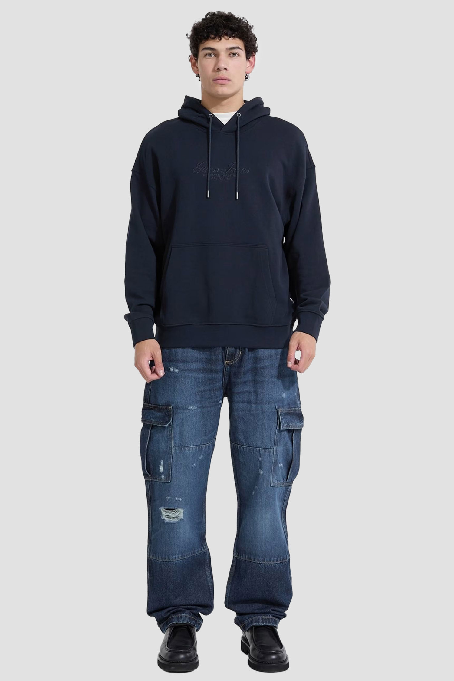 Мужское темно-синее худи Guess Jeans M5YQ16.KCPR1;A71W