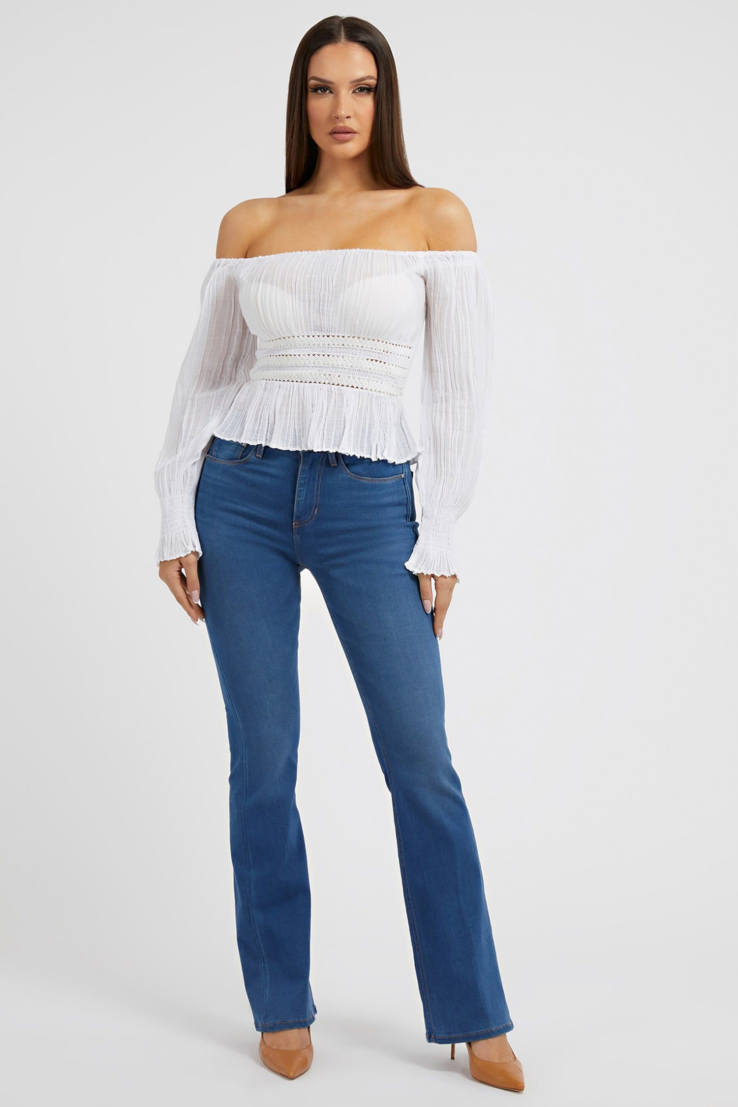 Женский белый топ Guess W2BH55.WE340;G011