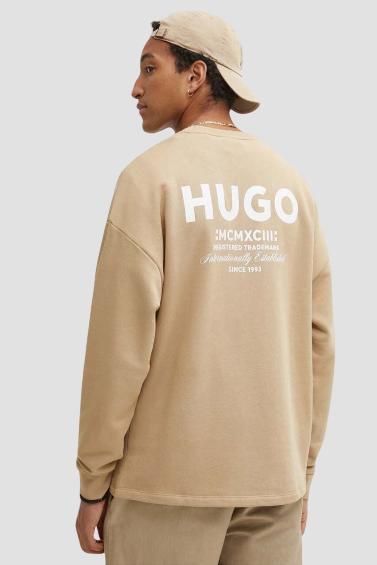 Мужской бежевый лонгслив HUGO BLUE 50510732;269